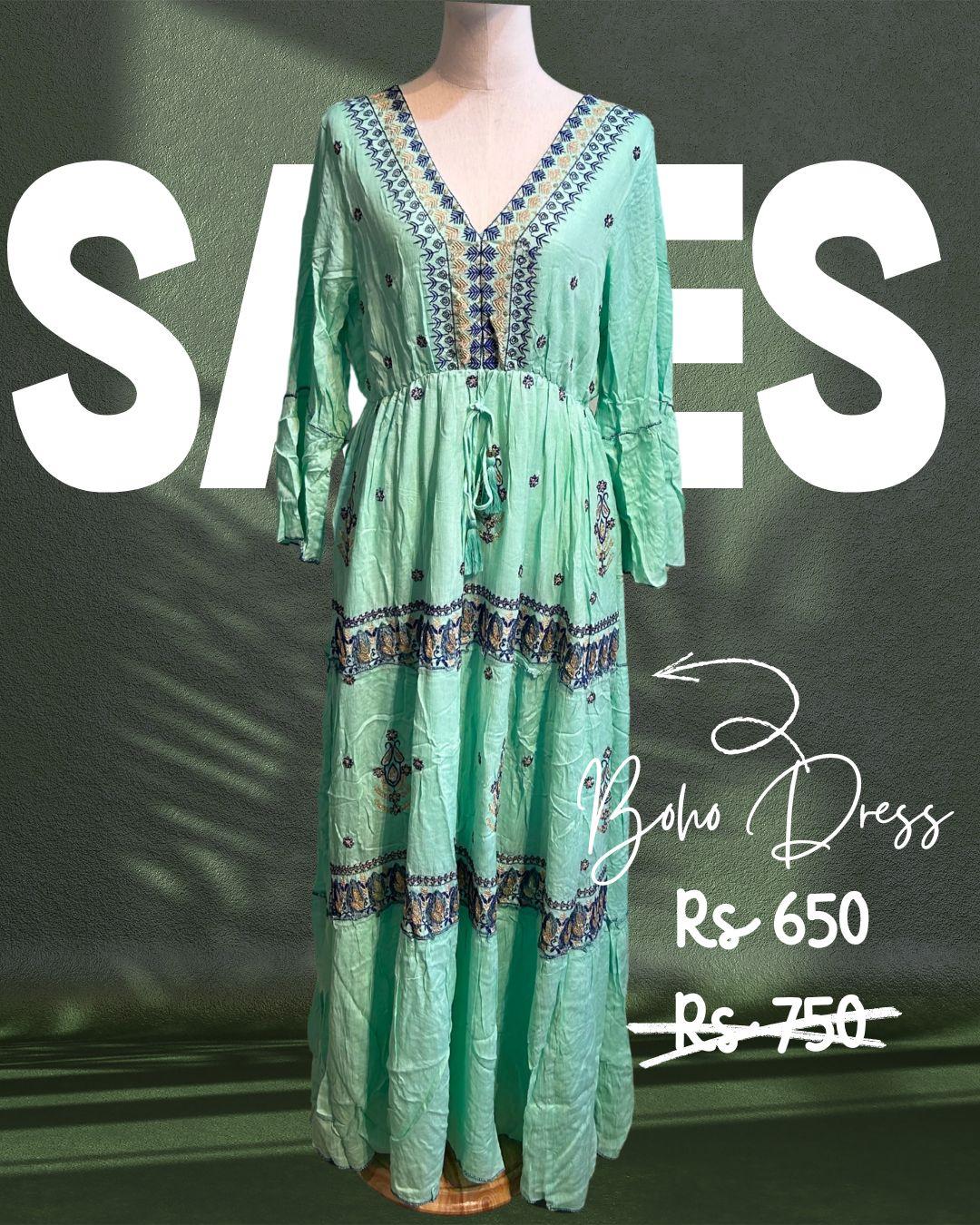 Turquoise embroidered dress