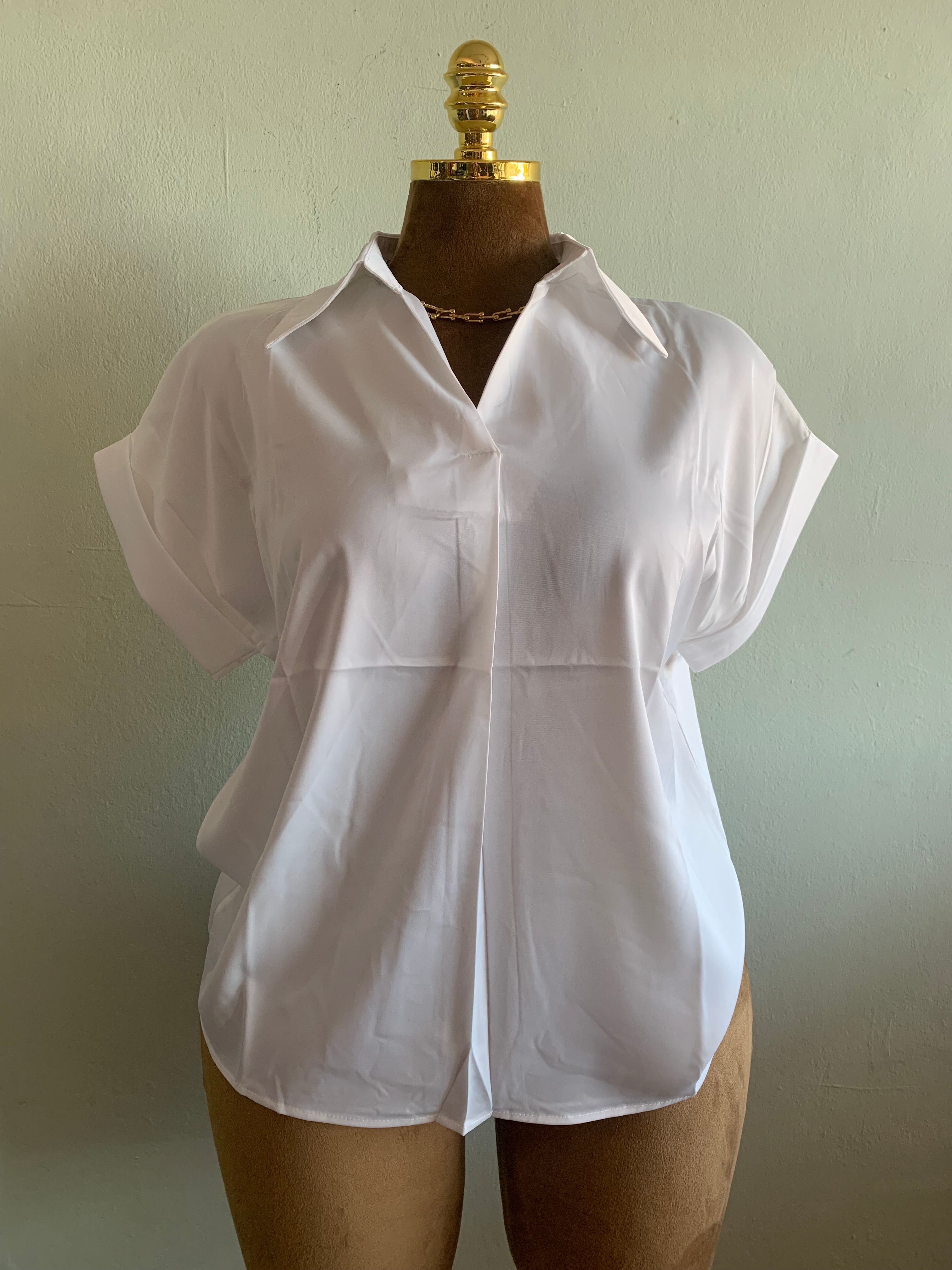 Satin short sleeves blouse