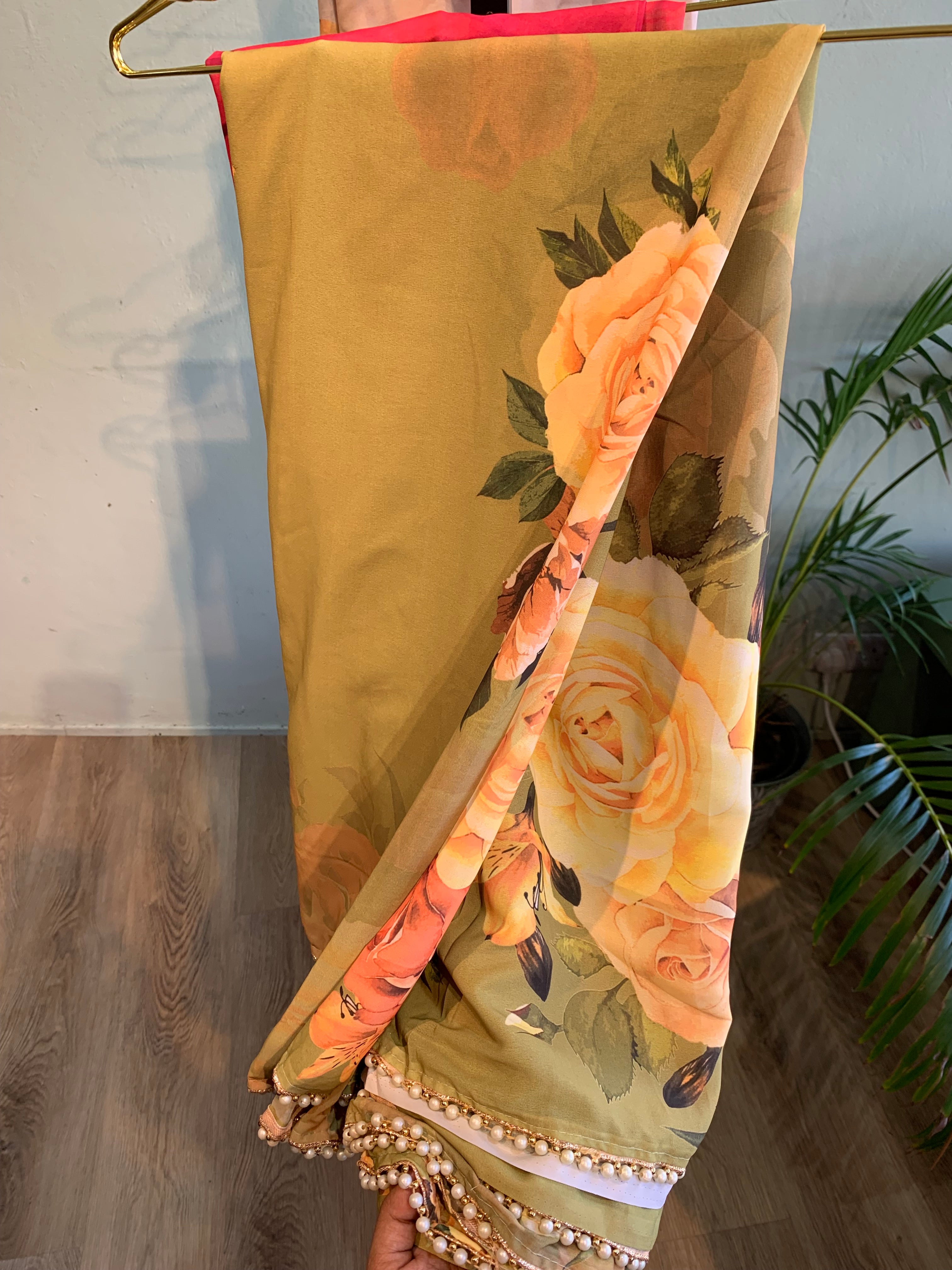 Georgette floral saree