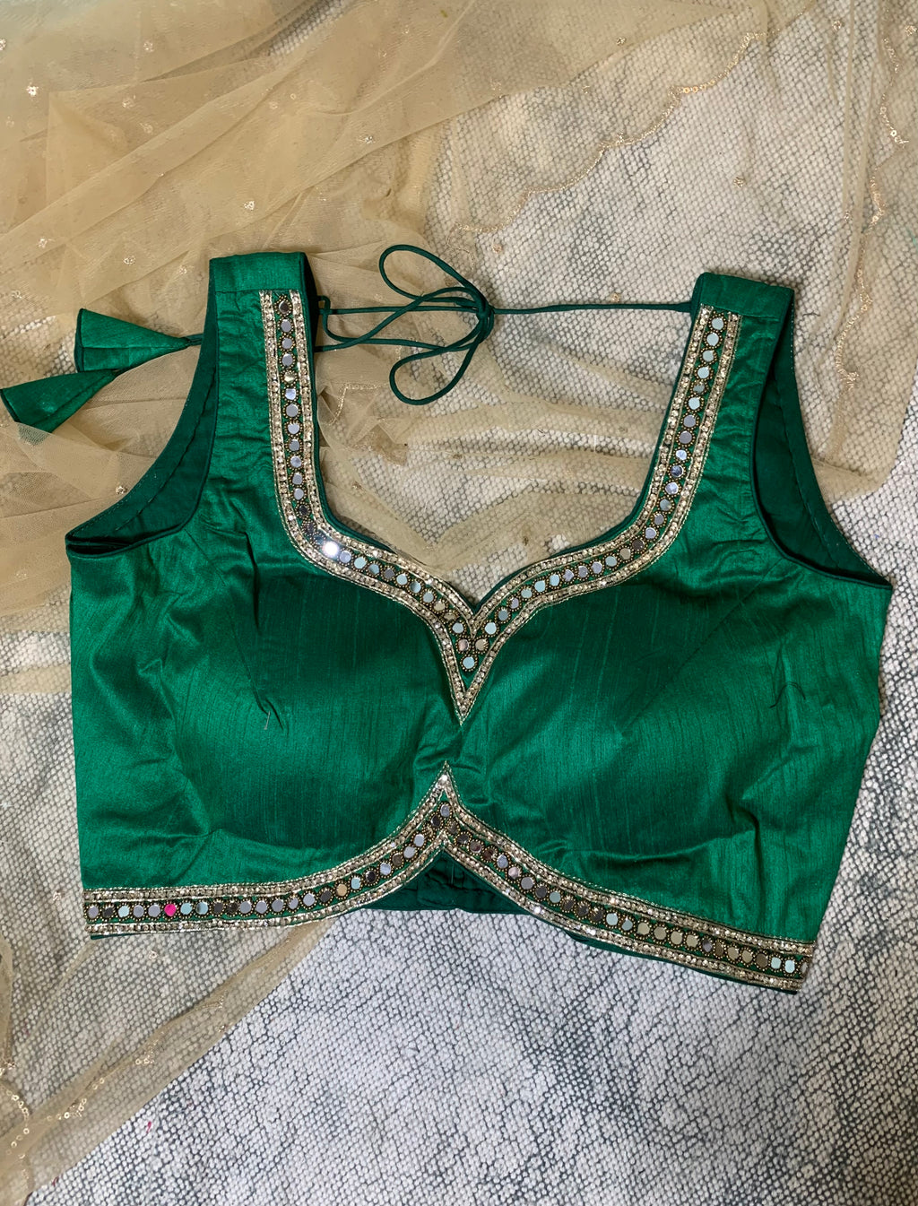 Plain mirror choli