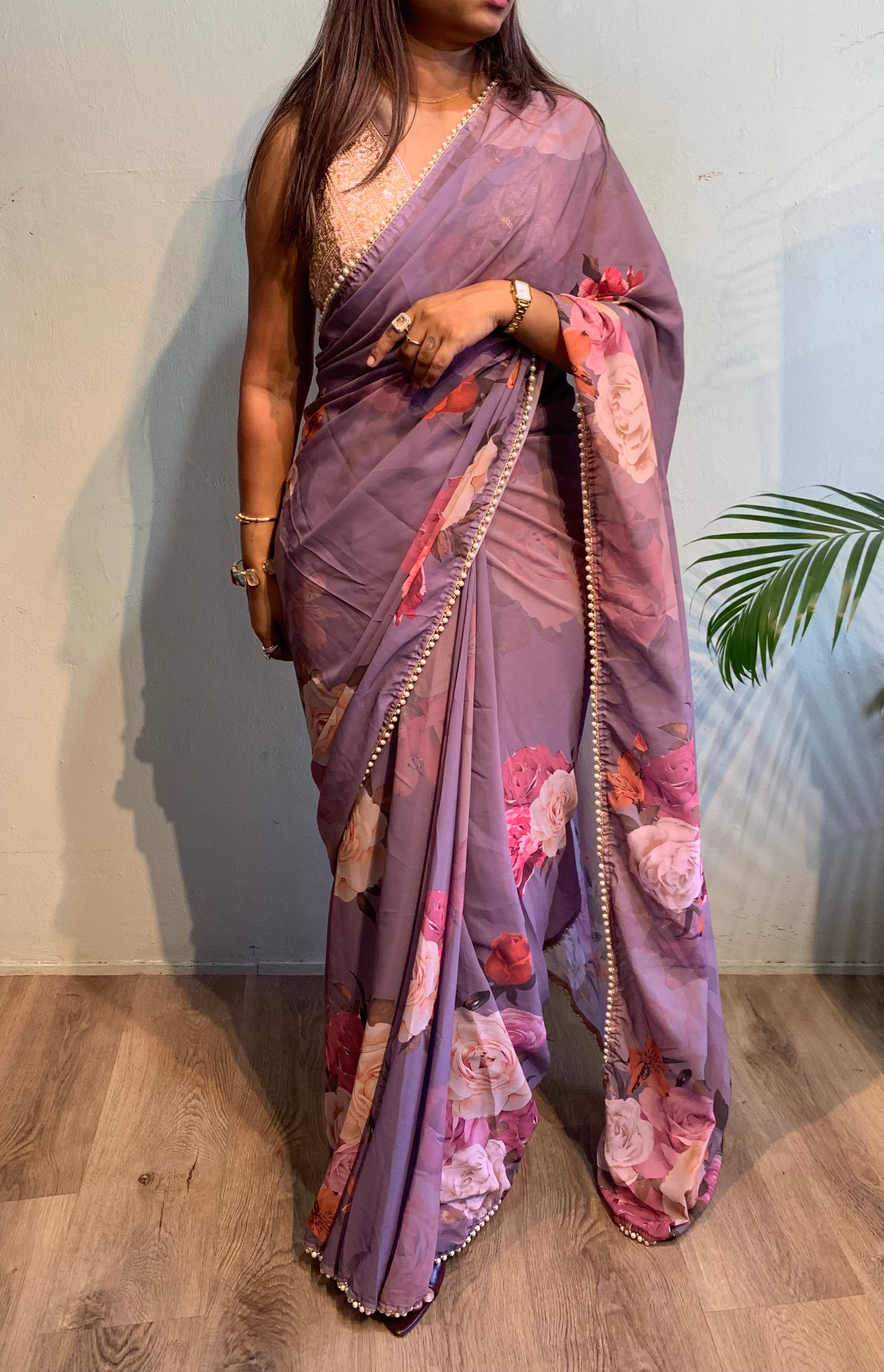 Georgette floral saree