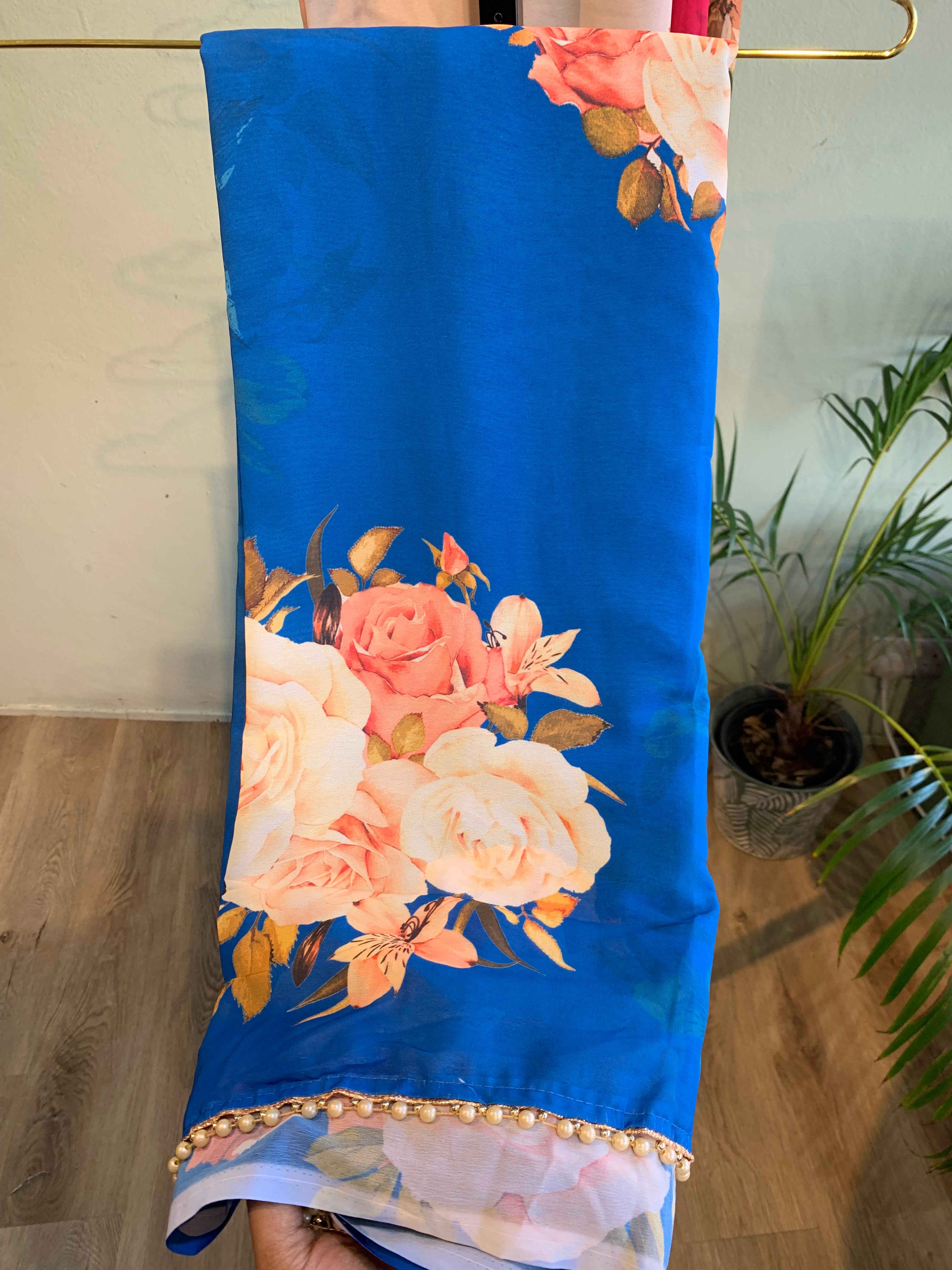 Georgette floral saree