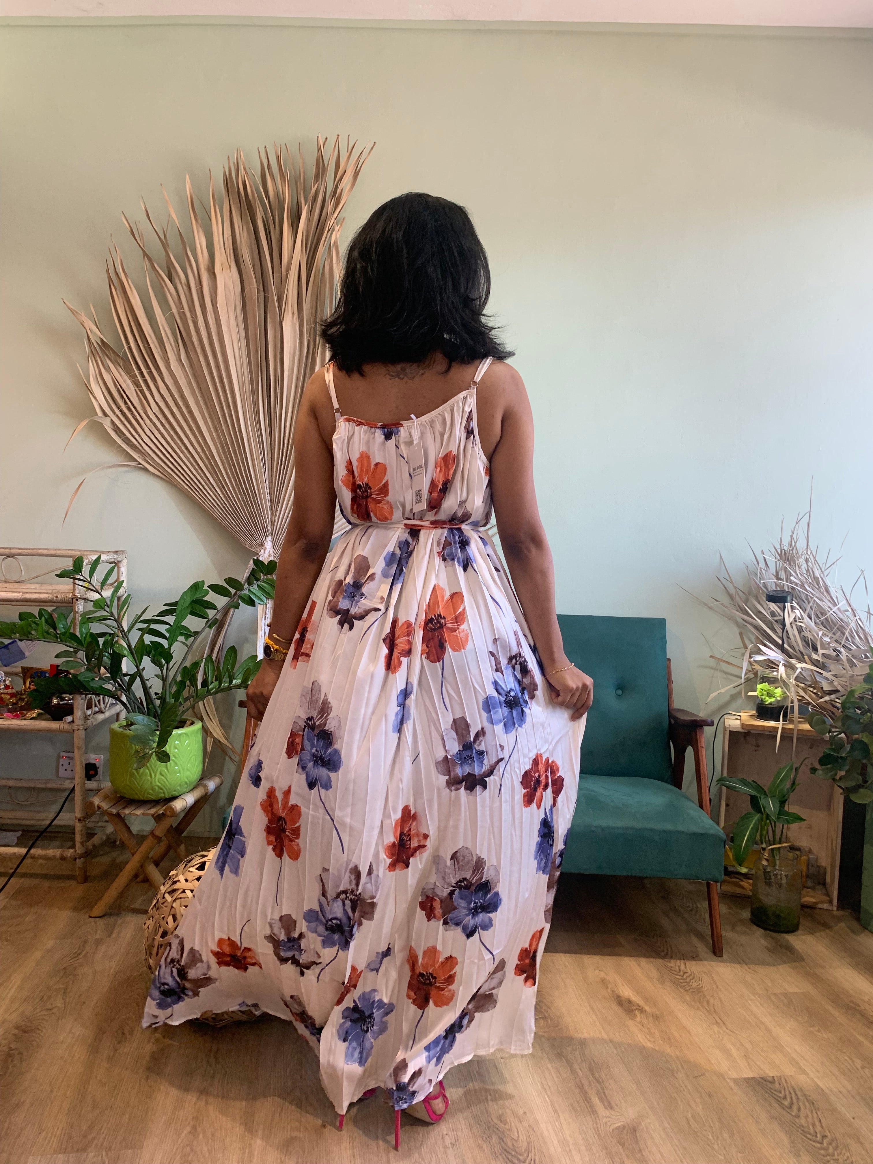 Liza floral satin dress