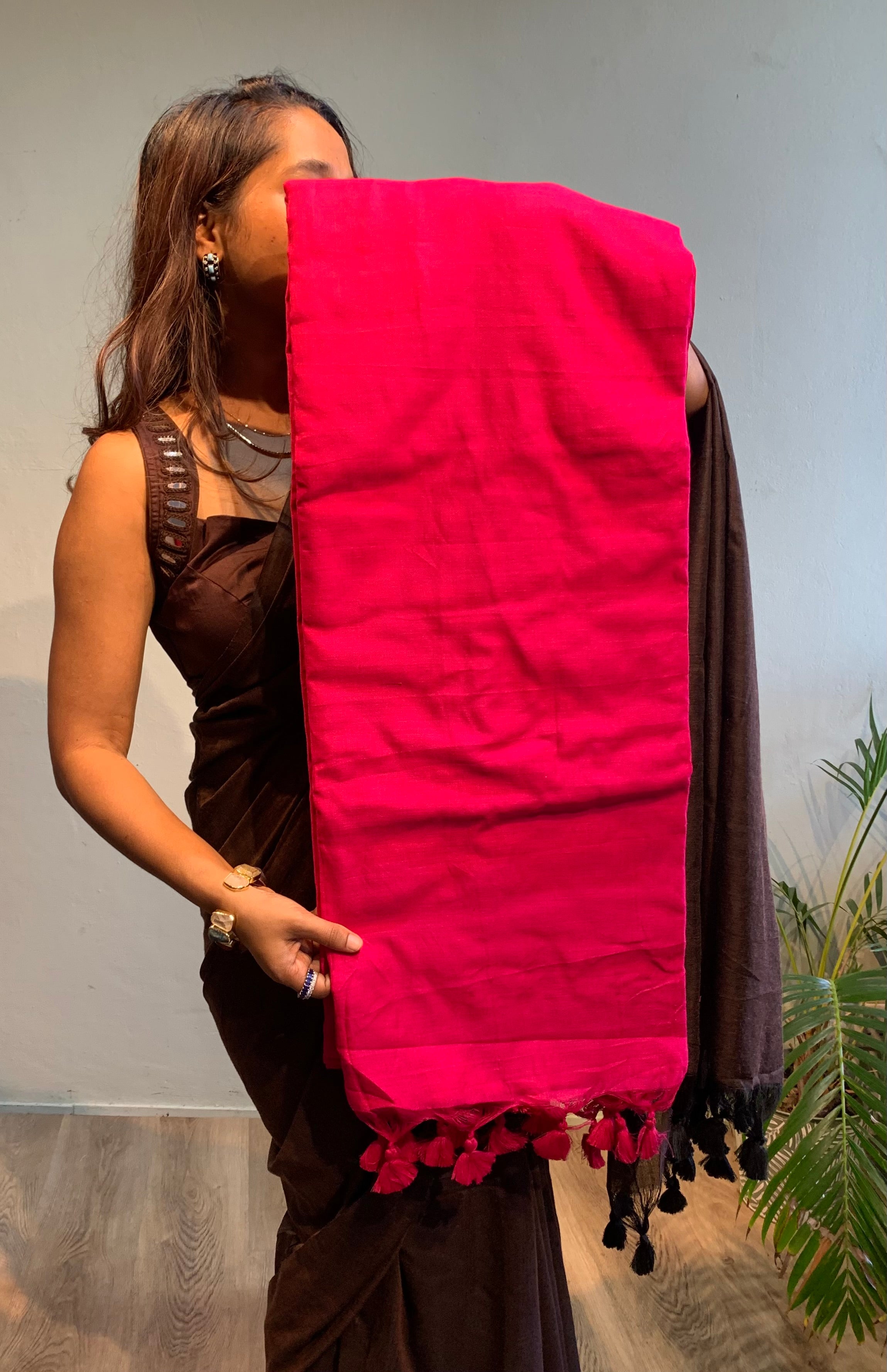 Khadi plain saree