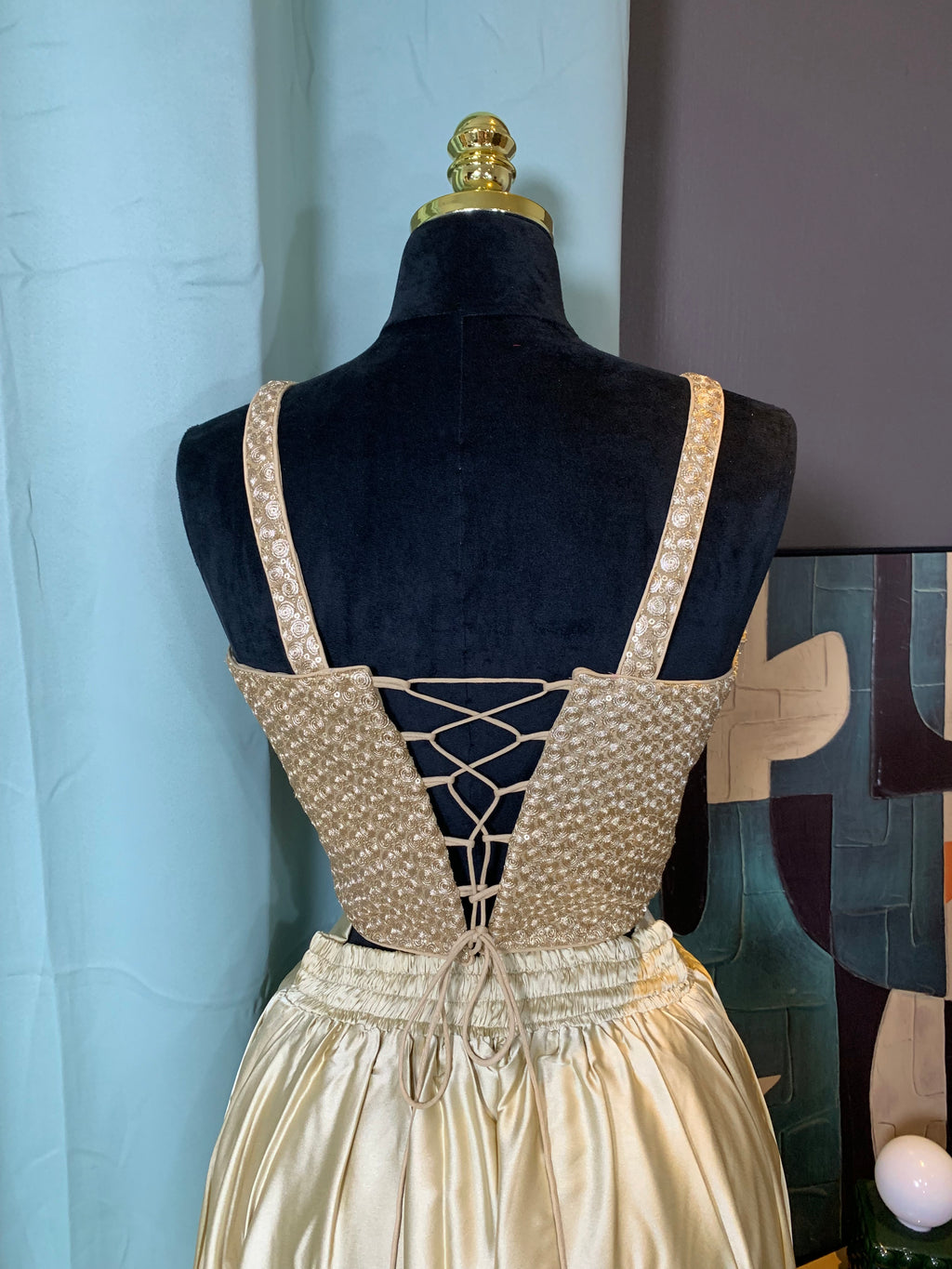 Gold sequin corset