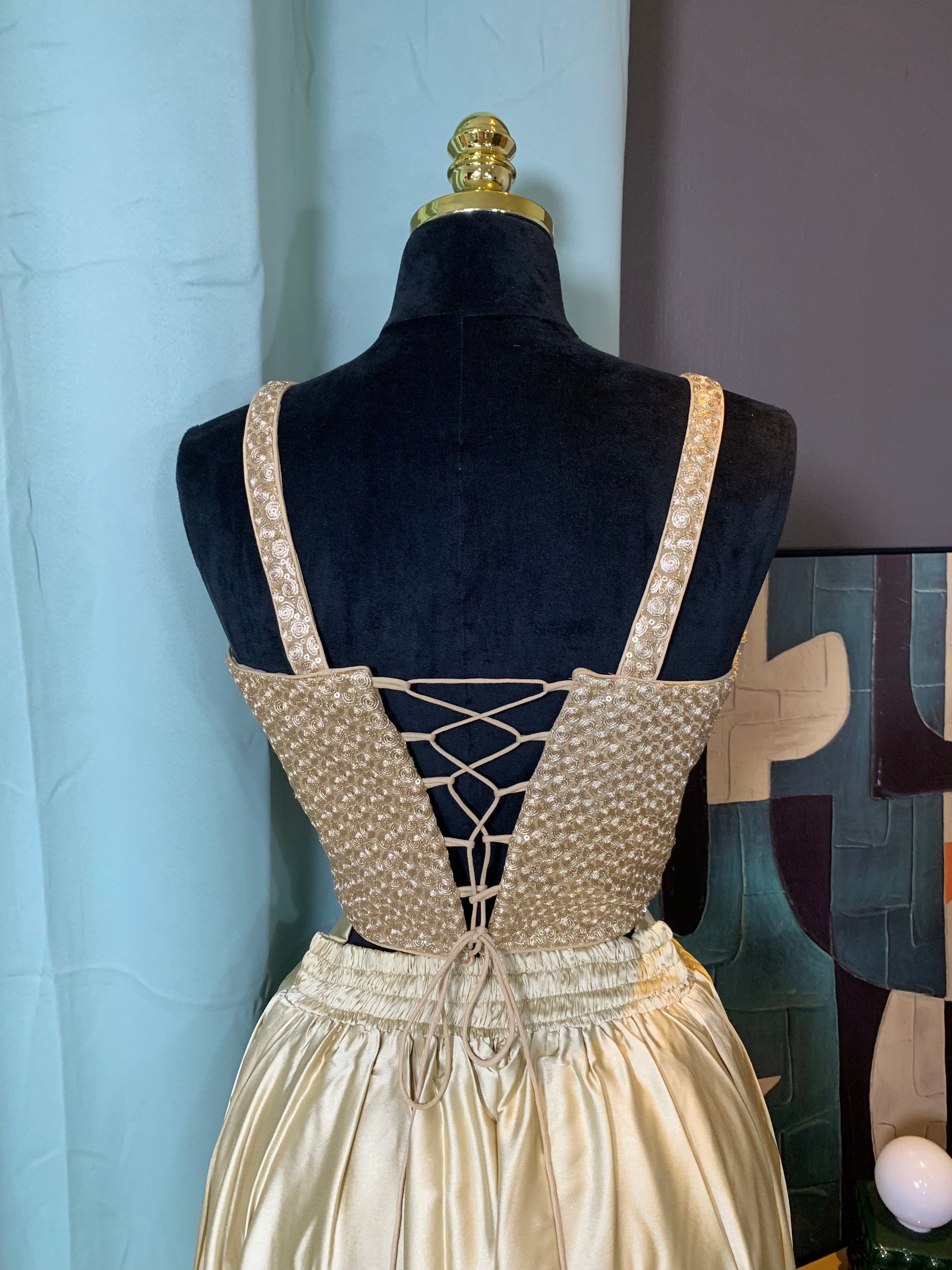 Gold sequin corset