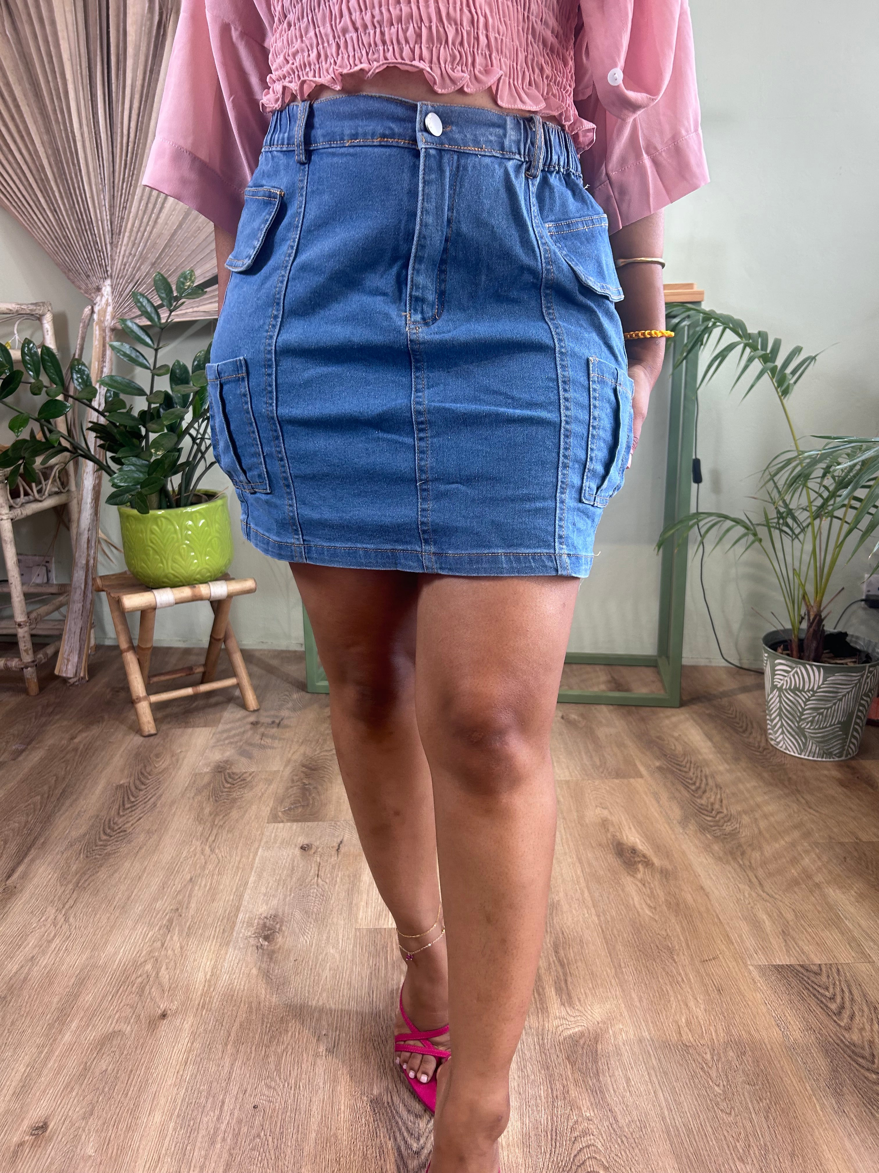 Denim mini cargo Skirt