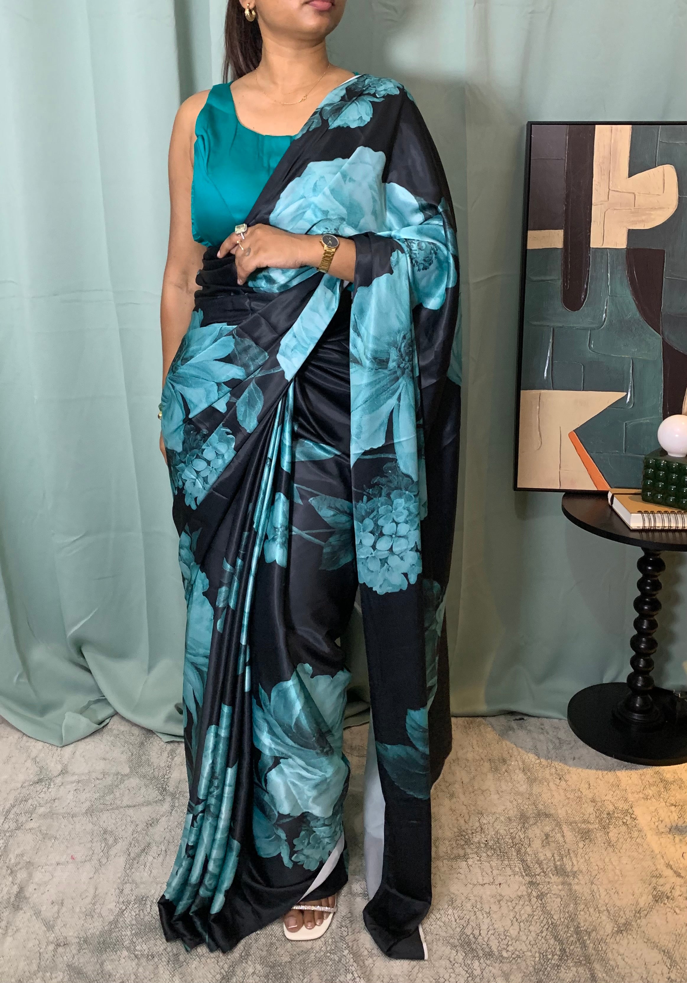 Nisha floral satin saree
