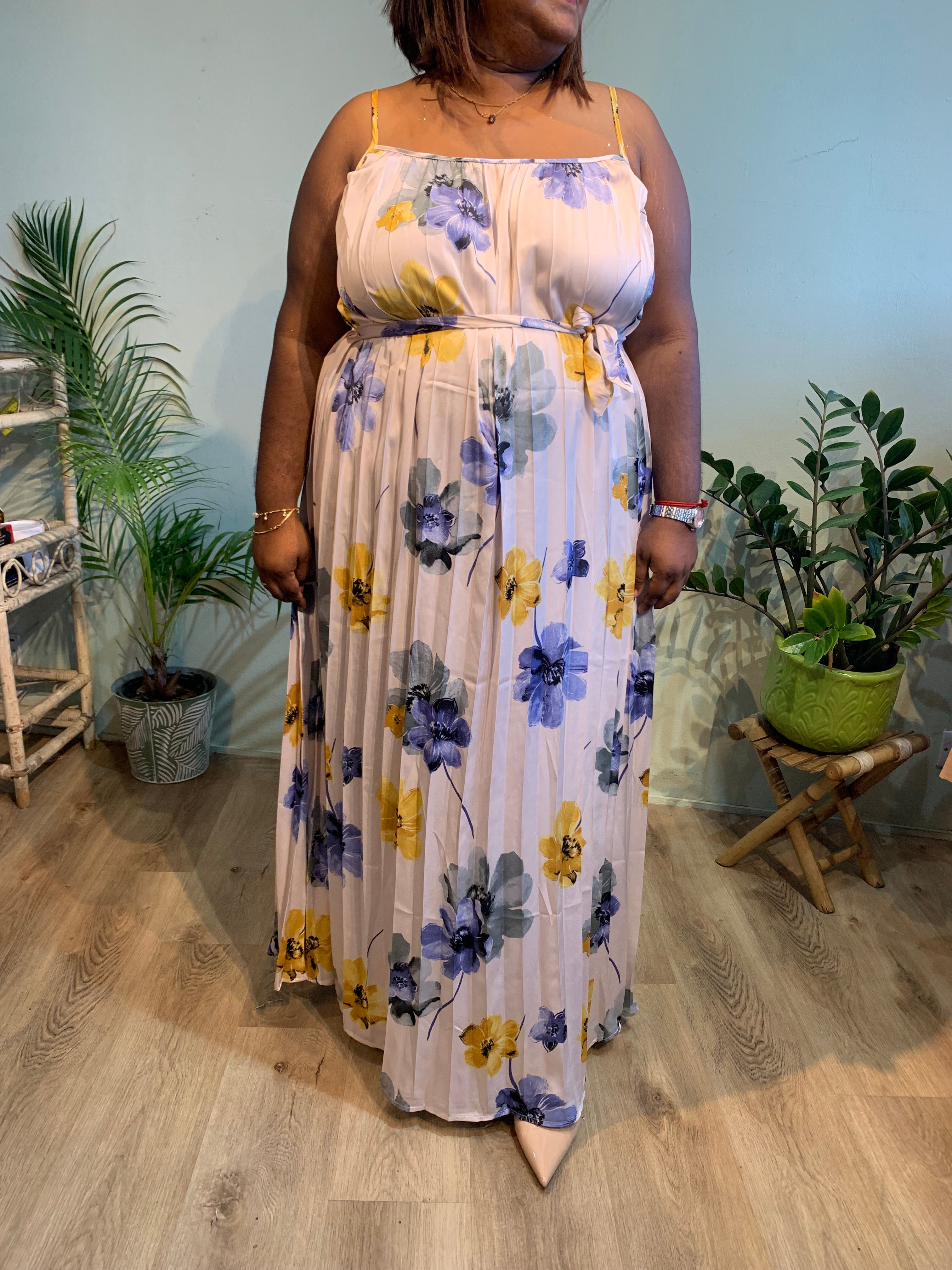 Liza floral satin dress