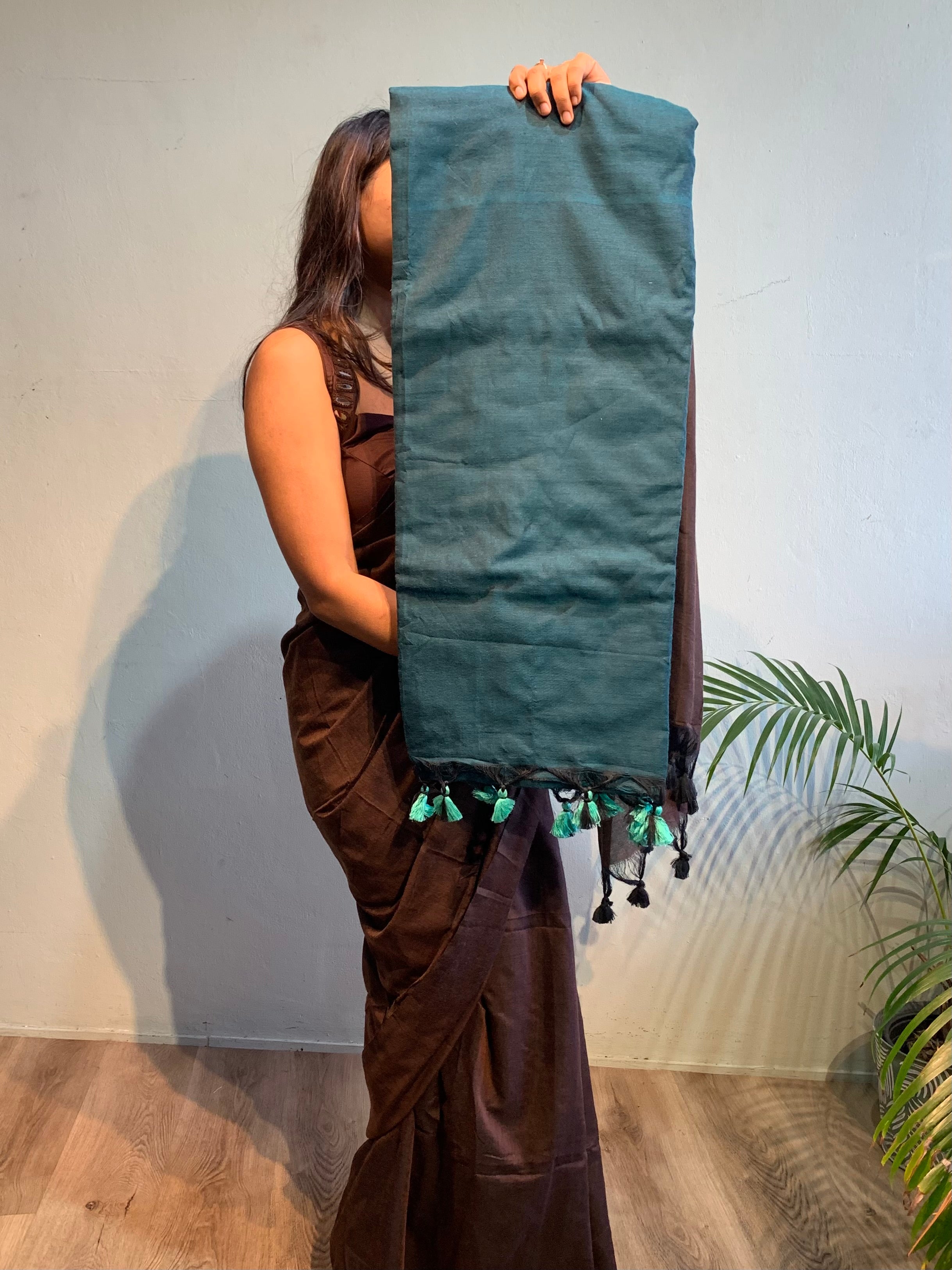 Khadi plain saree