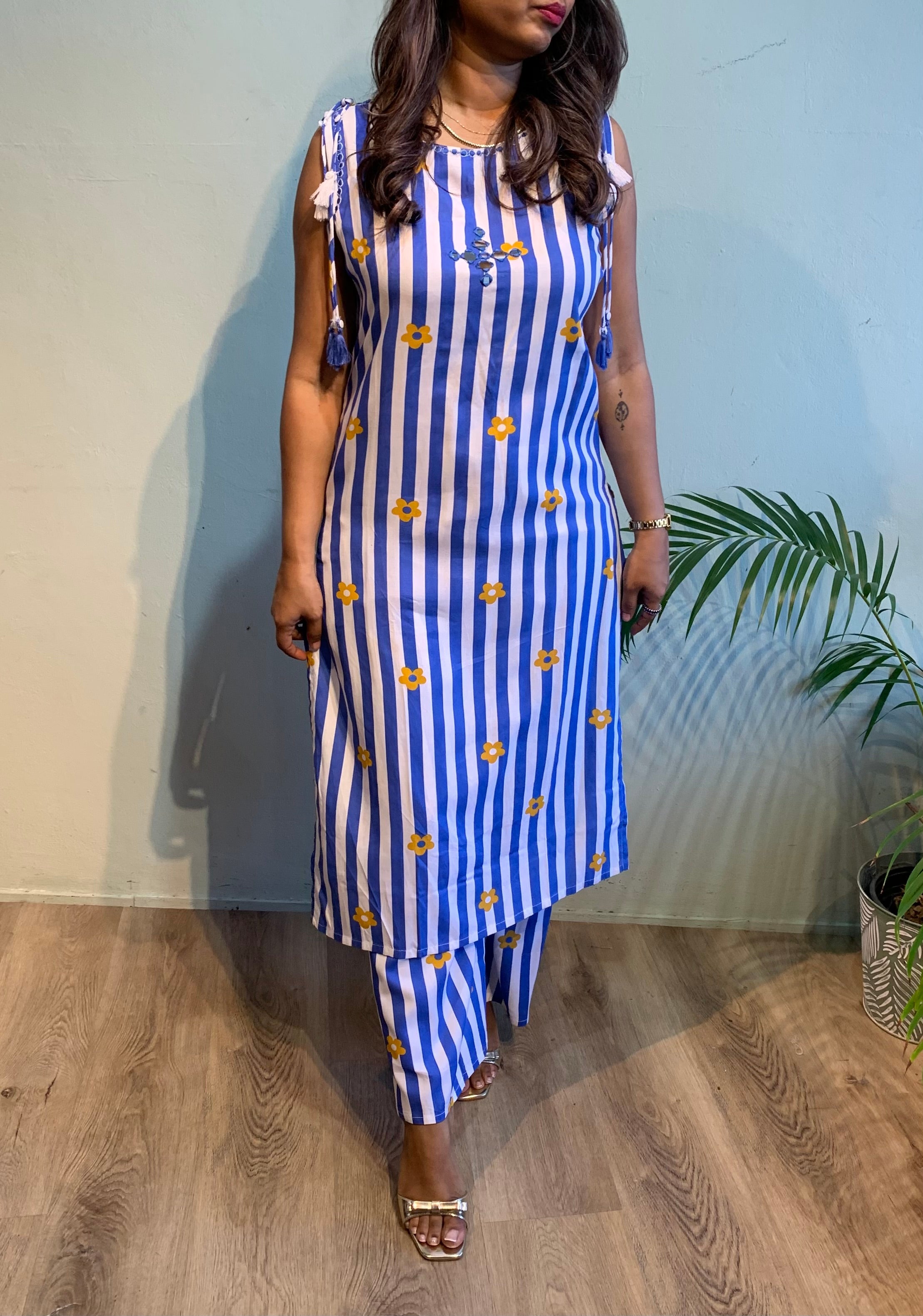 Striped cotton cordset
