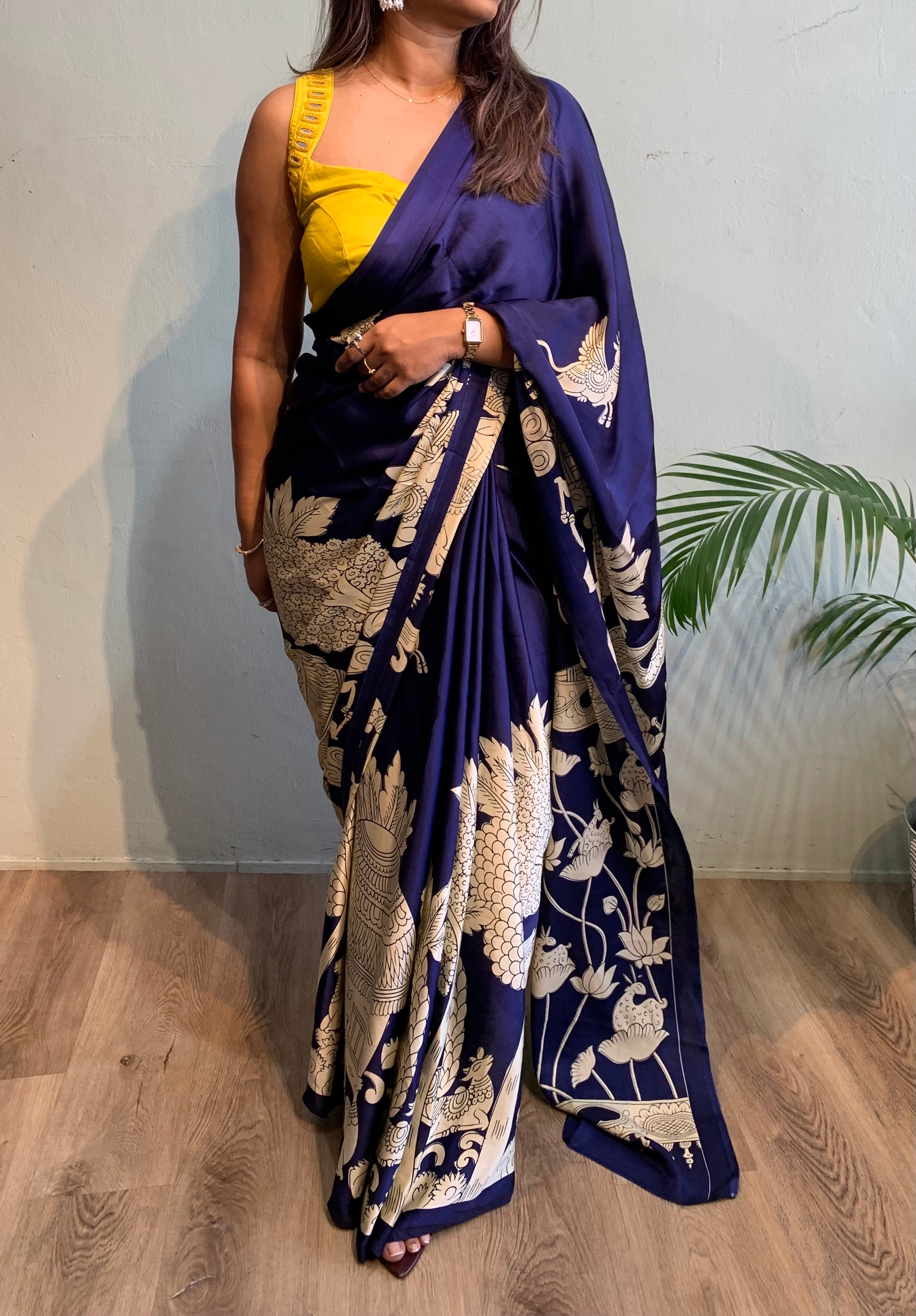 Satin Kalamkari Saree