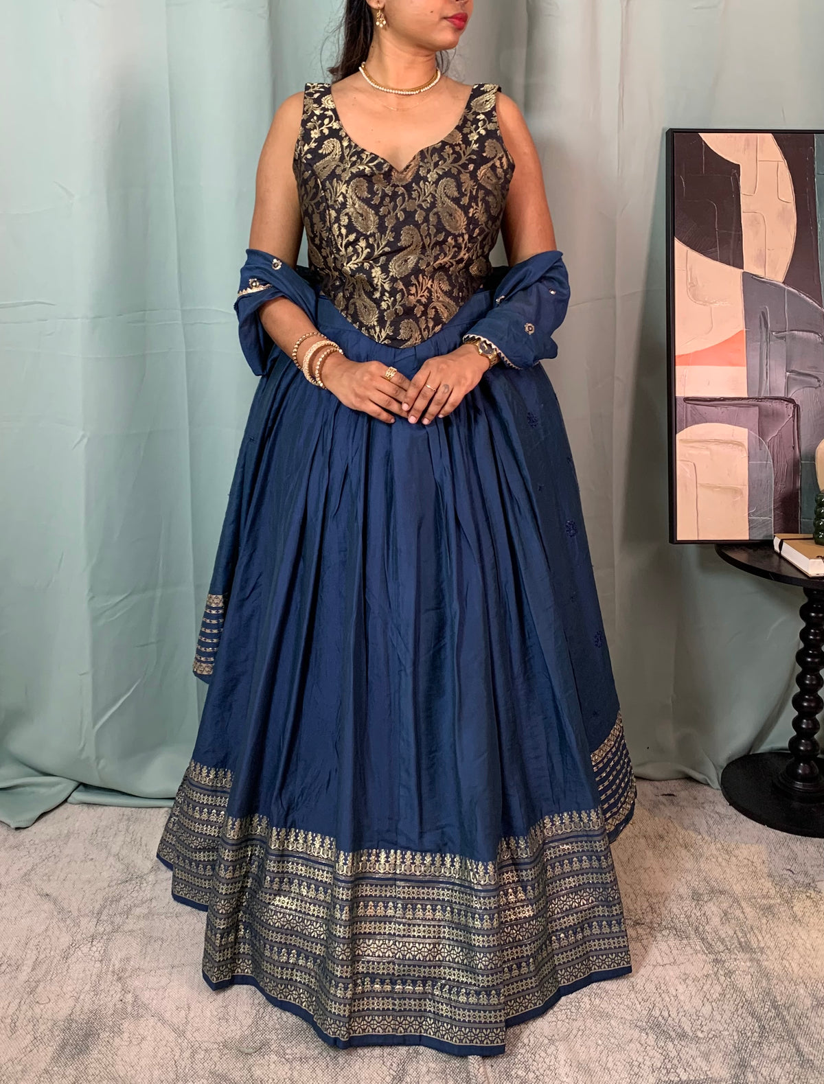 Chanderi silk semi stitched set