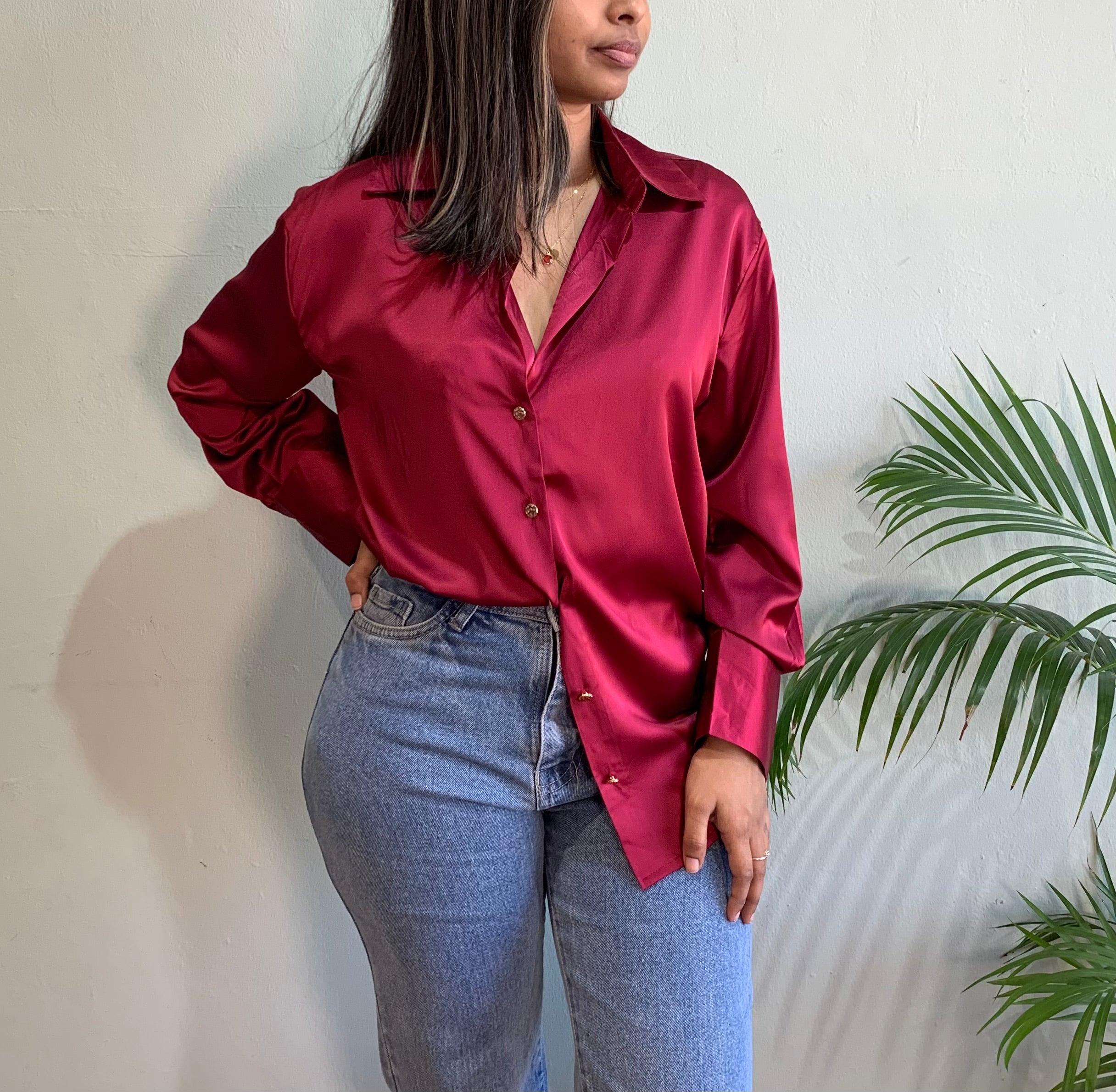 Satin blouse long sleeves