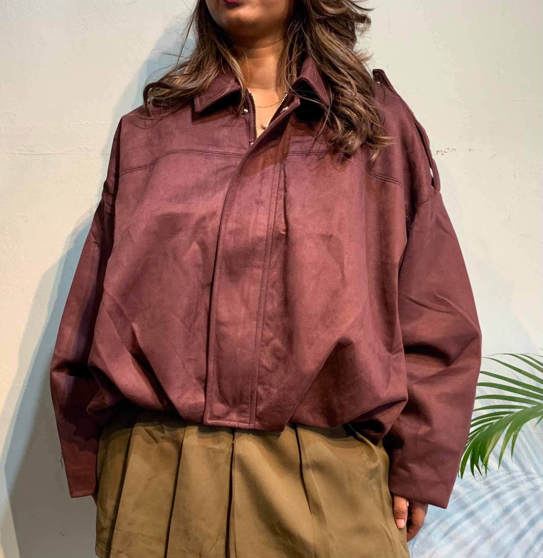 Suede Oversize bomber jacket