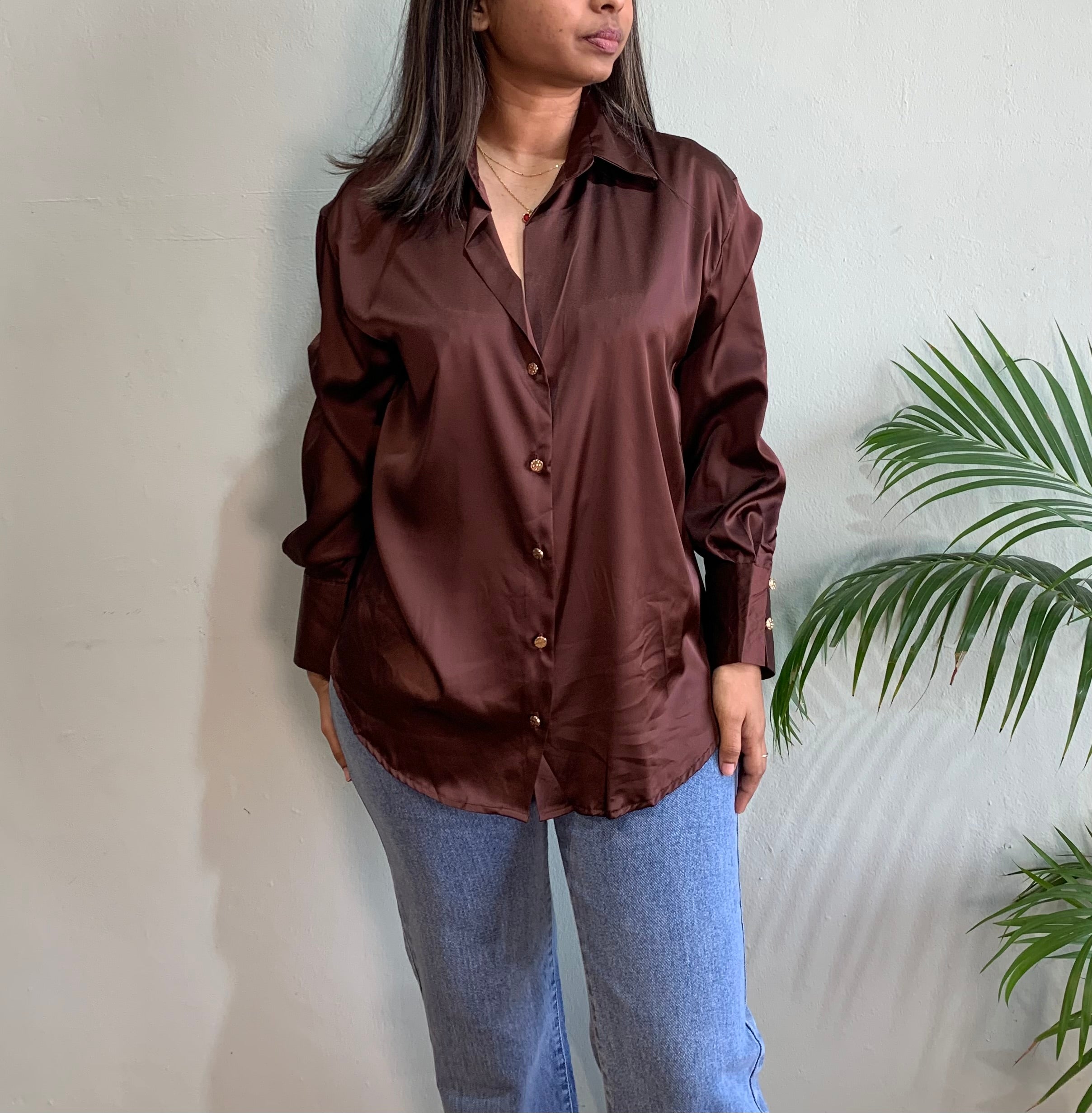 Satin blouse long sleeves