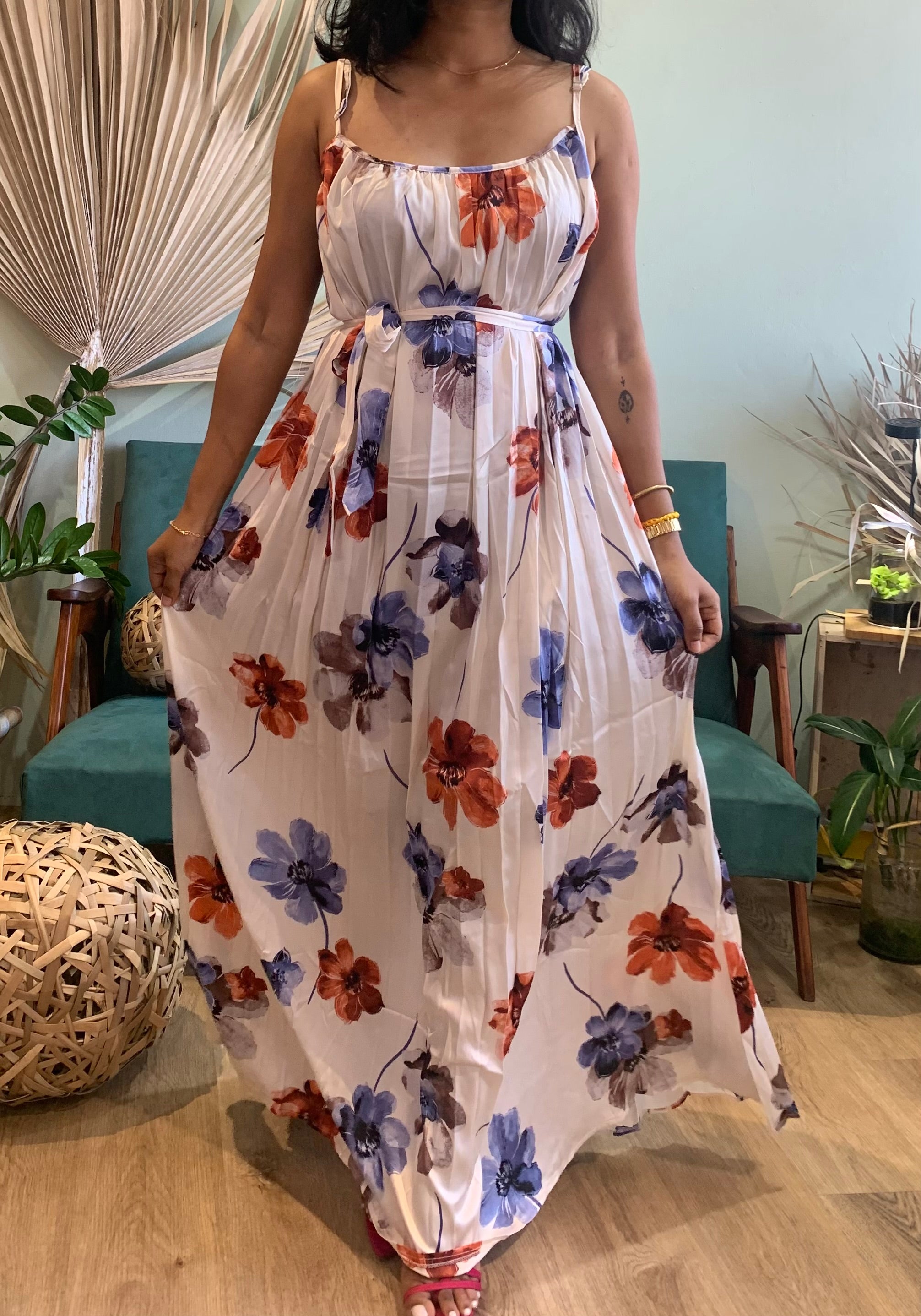 Liza floral satin dress