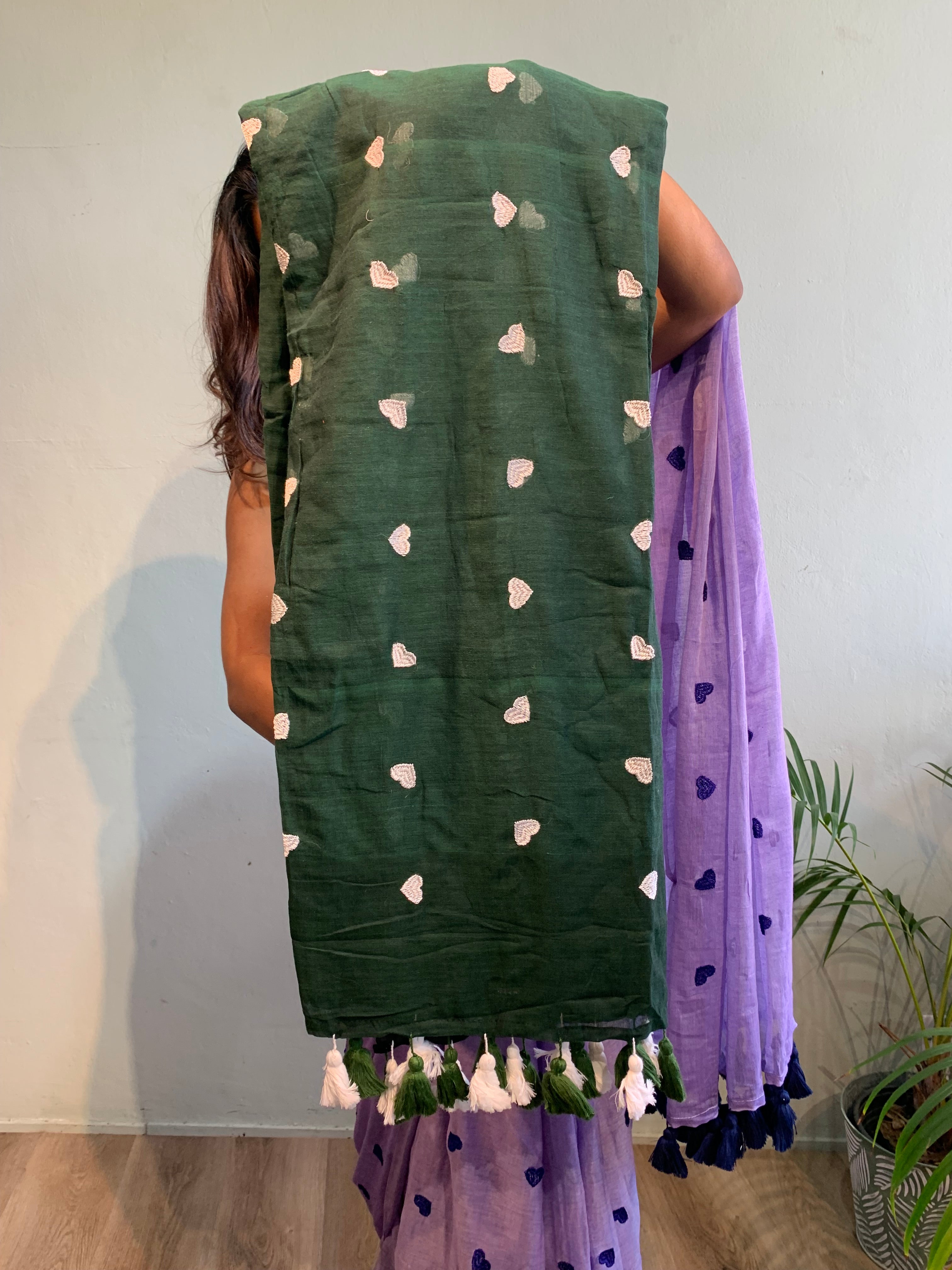 Heart mulmul saree