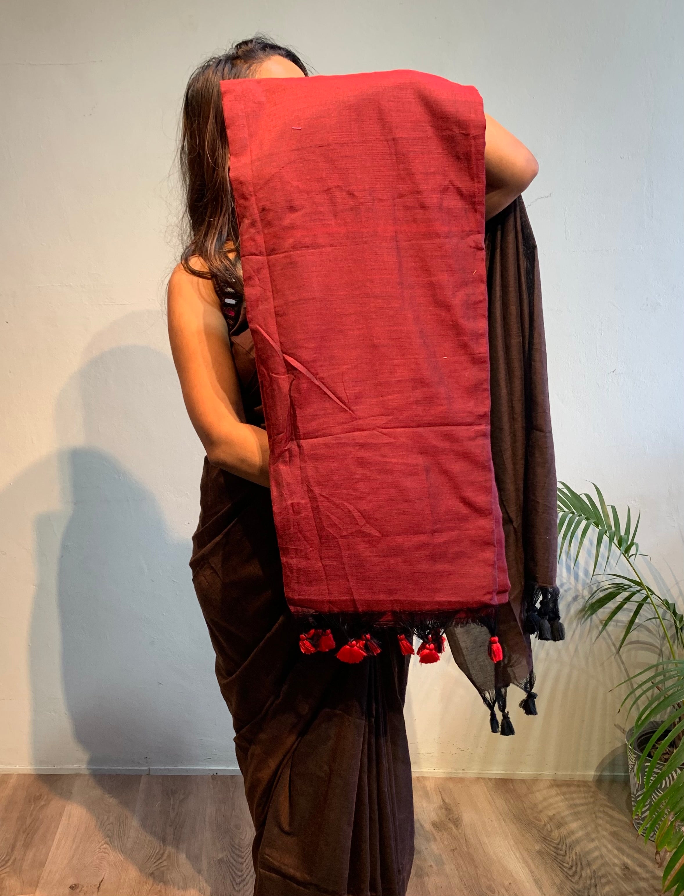Khadi plain saree