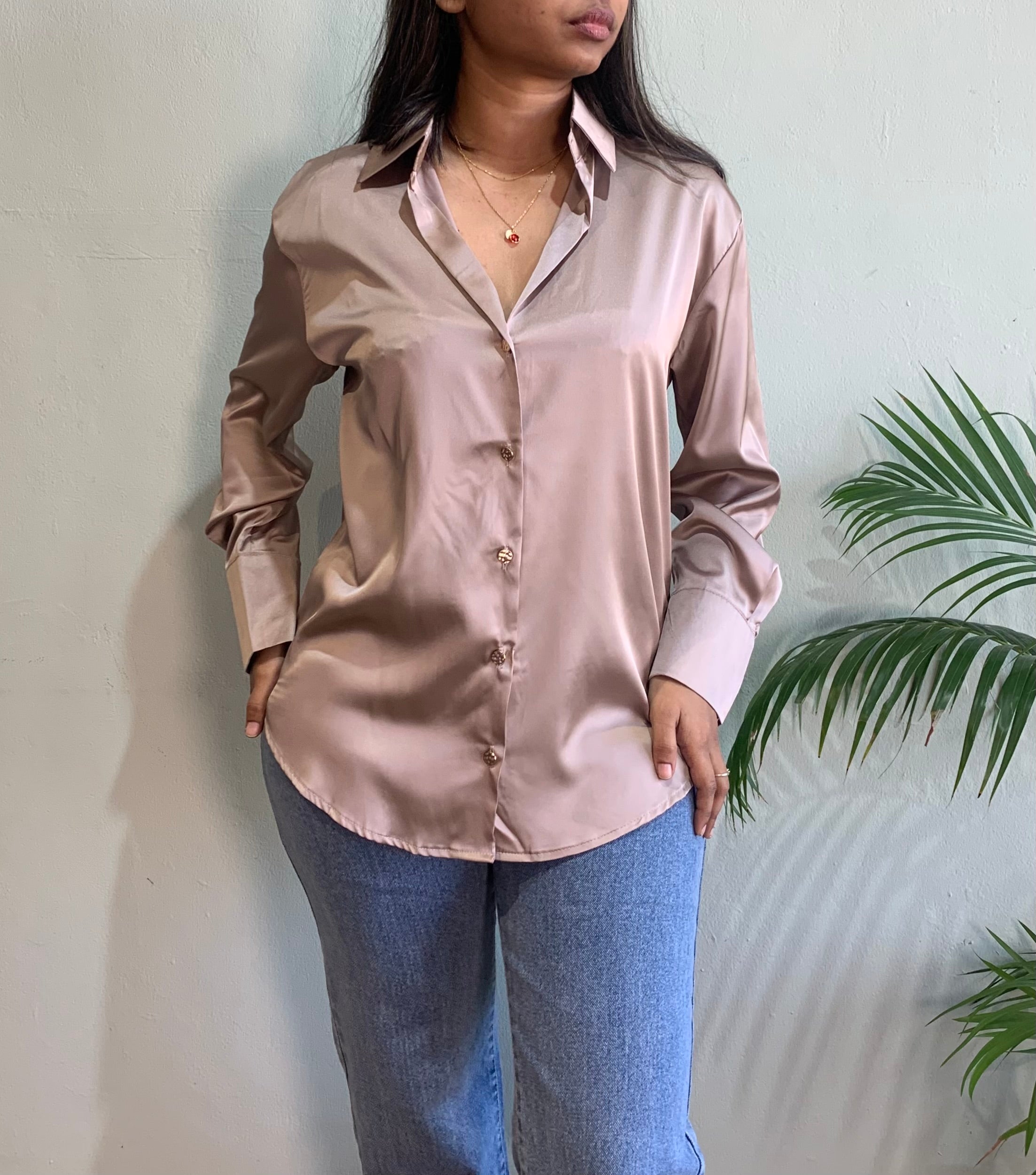 Satin blouse long sleeves
