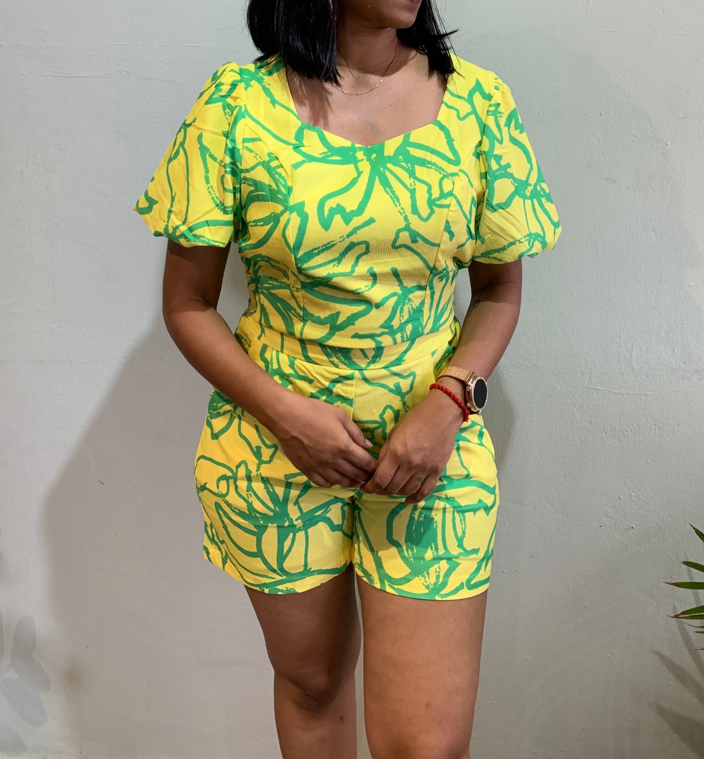 Tia Abstract cord set shorts