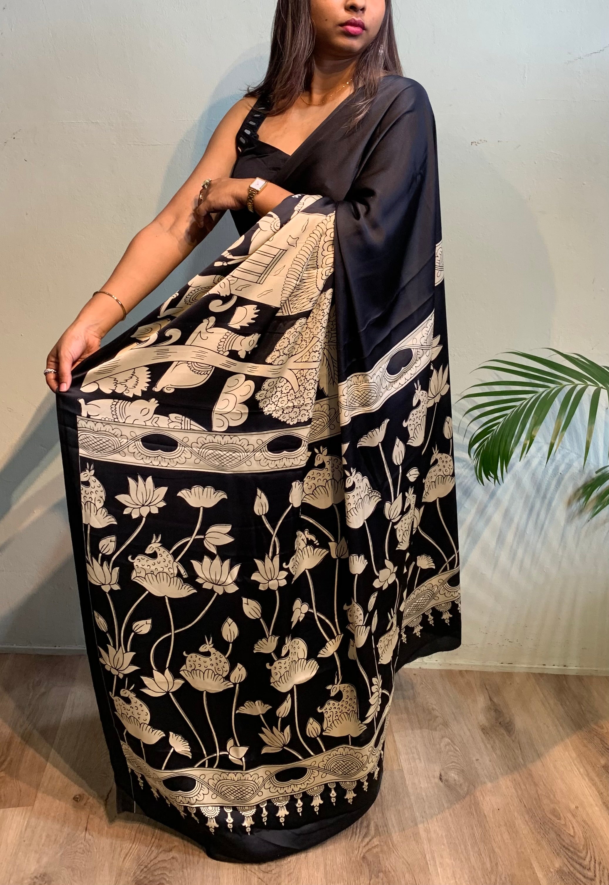 Satin Kalamkari Saree