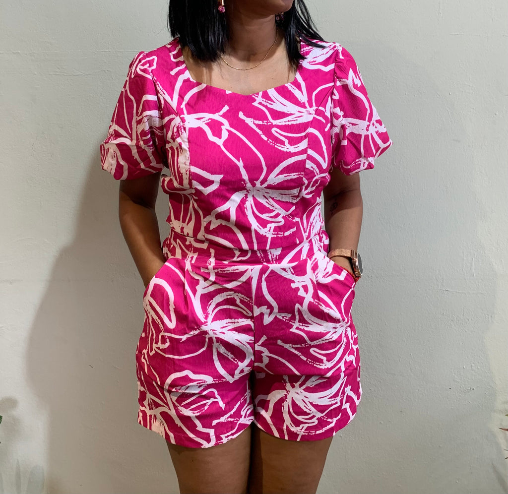 Tia Abstract cord set shorts