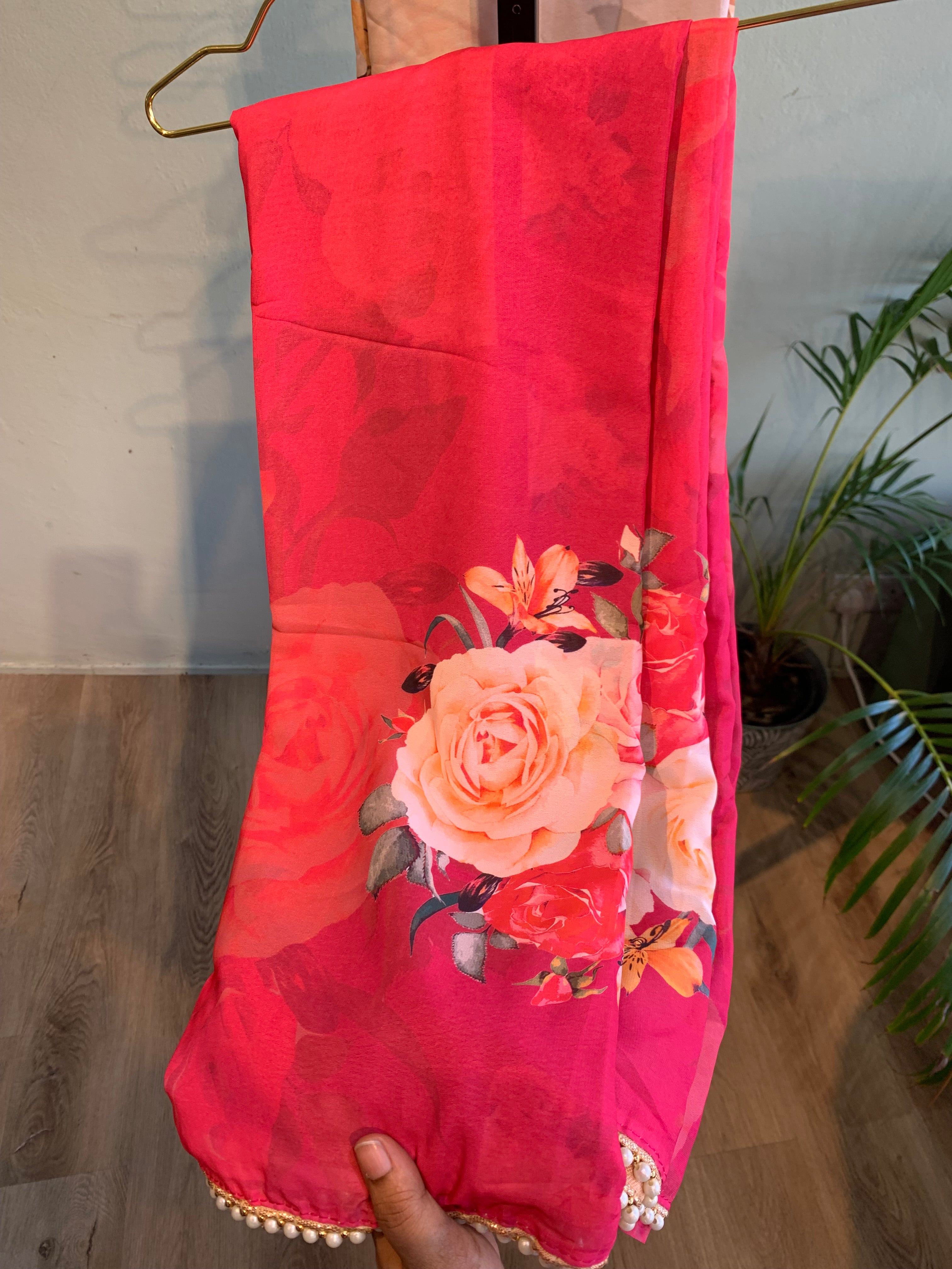 Georgette floral saree