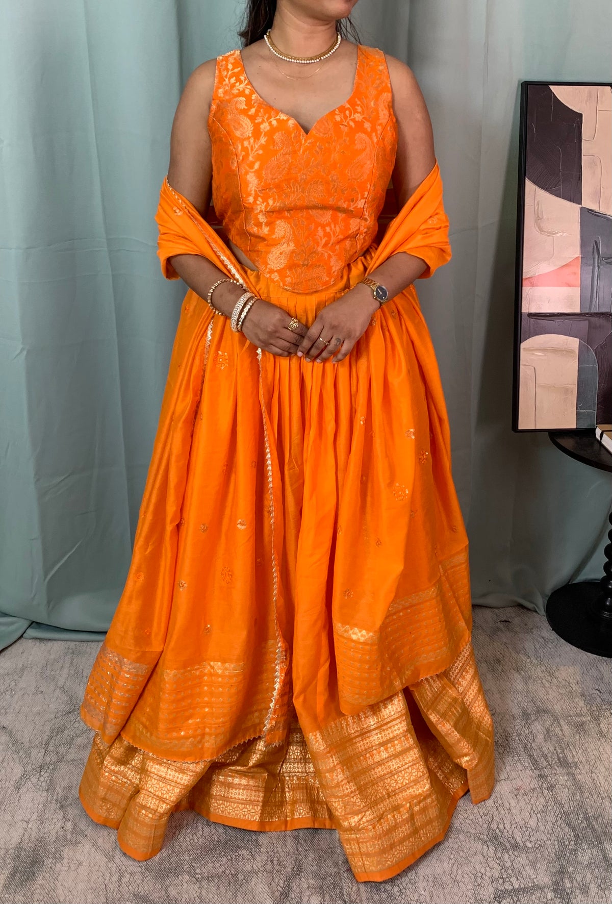 Chanderi silk semi stitched set