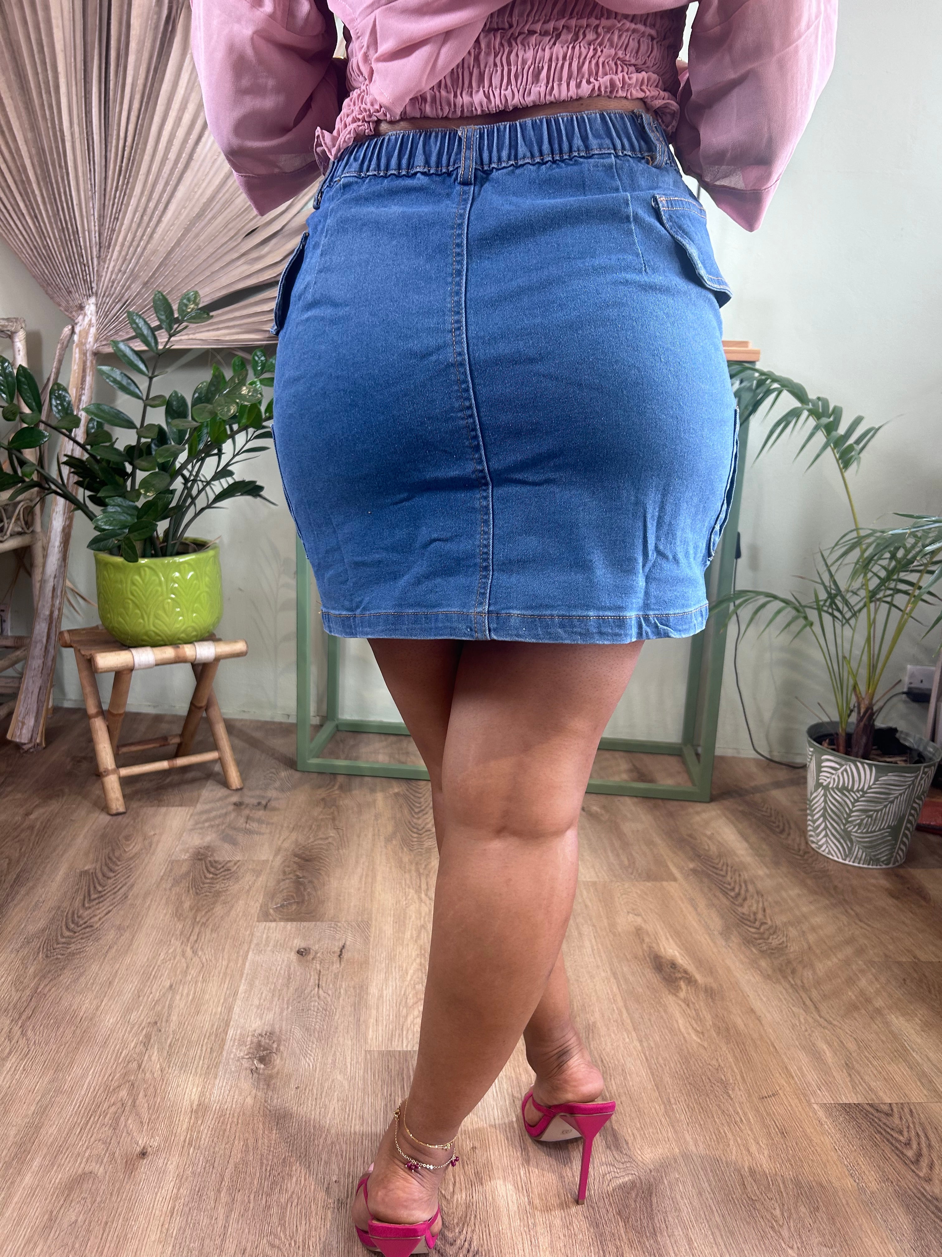 Denim mini cargo Skirt