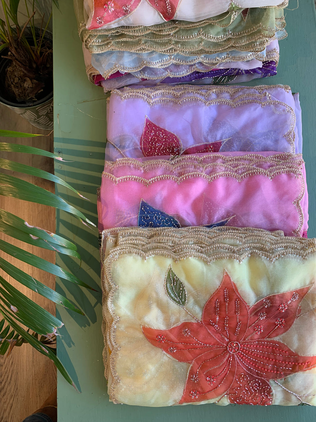 Organza handpainted dupatta