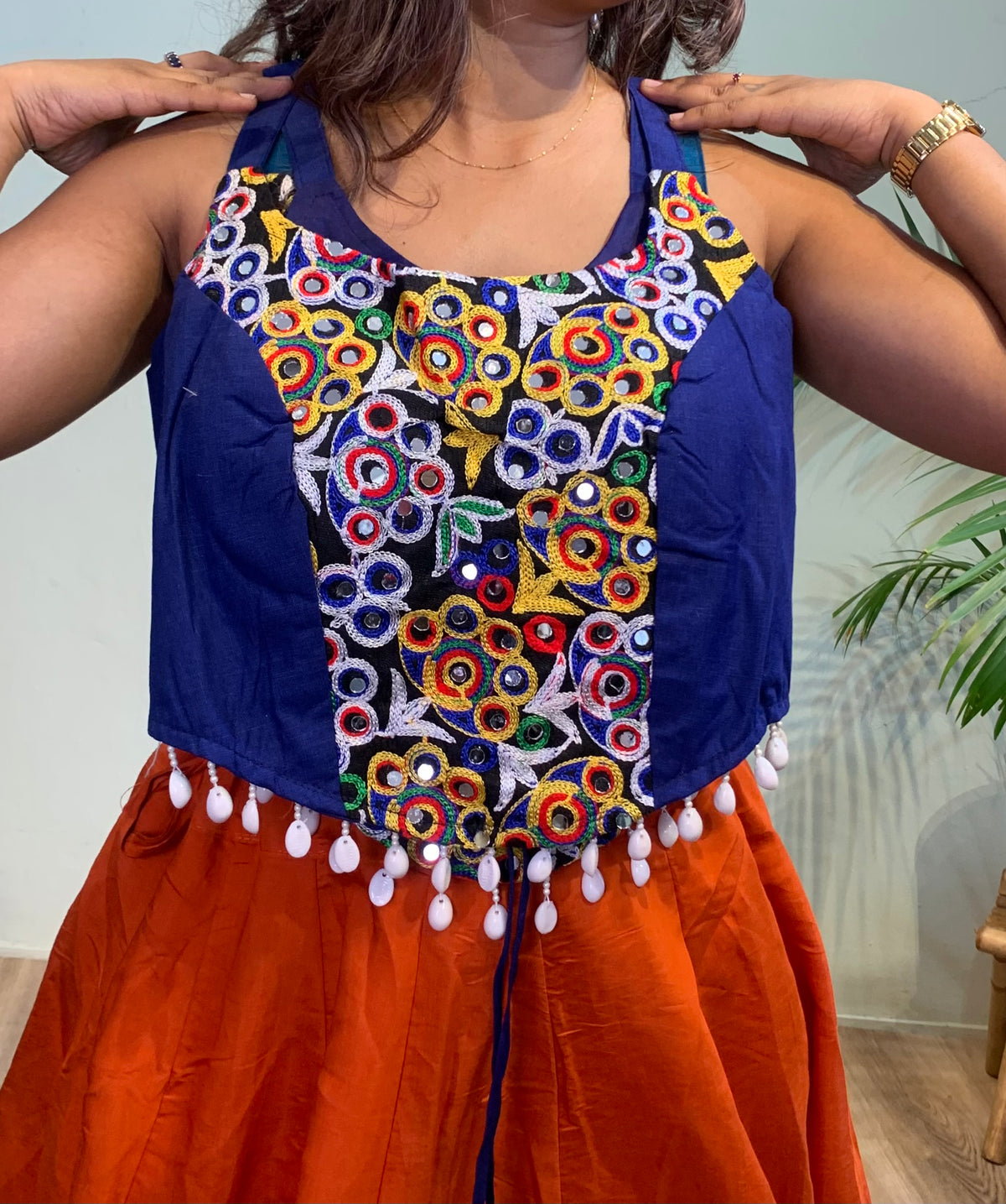 Multi cowrie choli