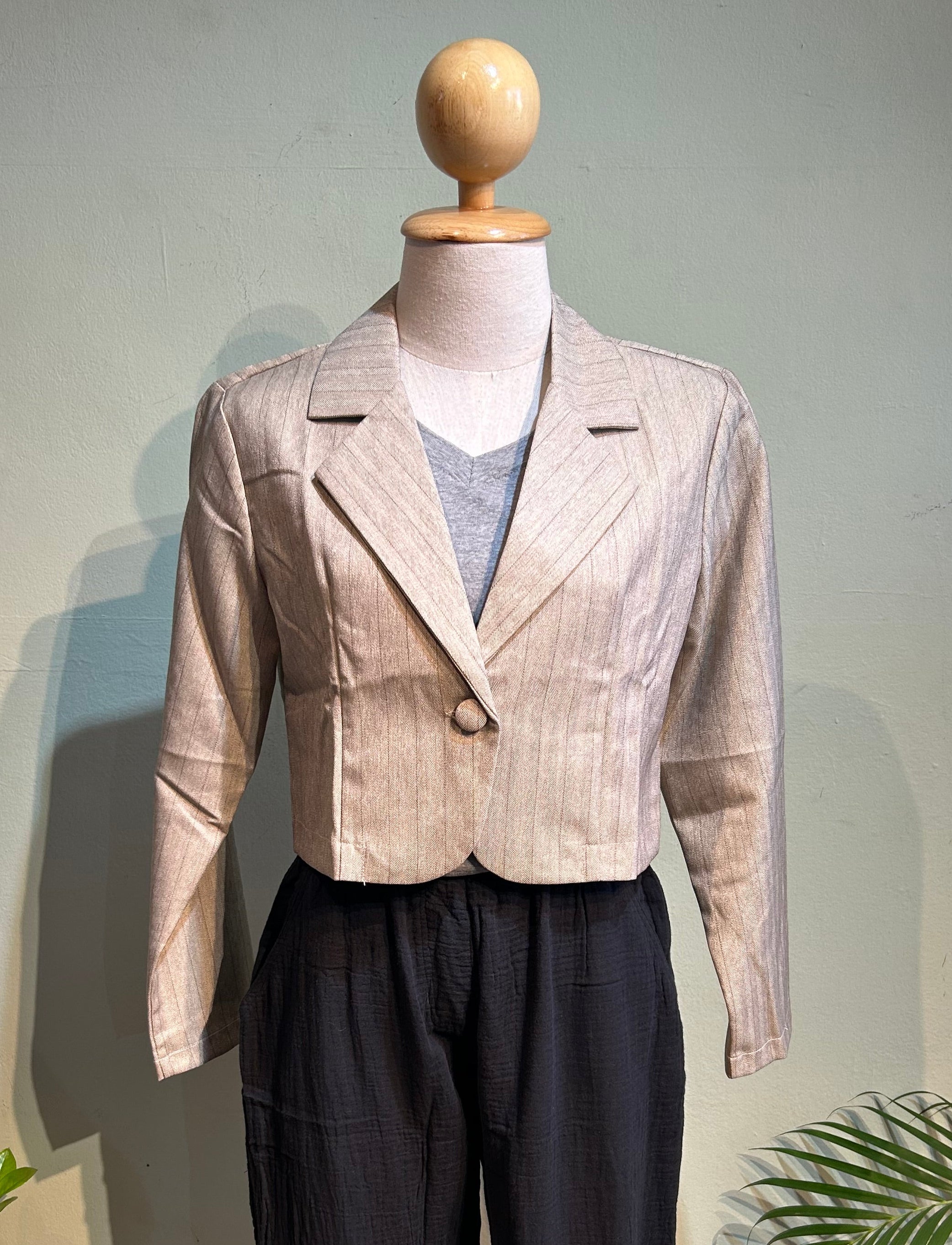 Striped cropped blazer