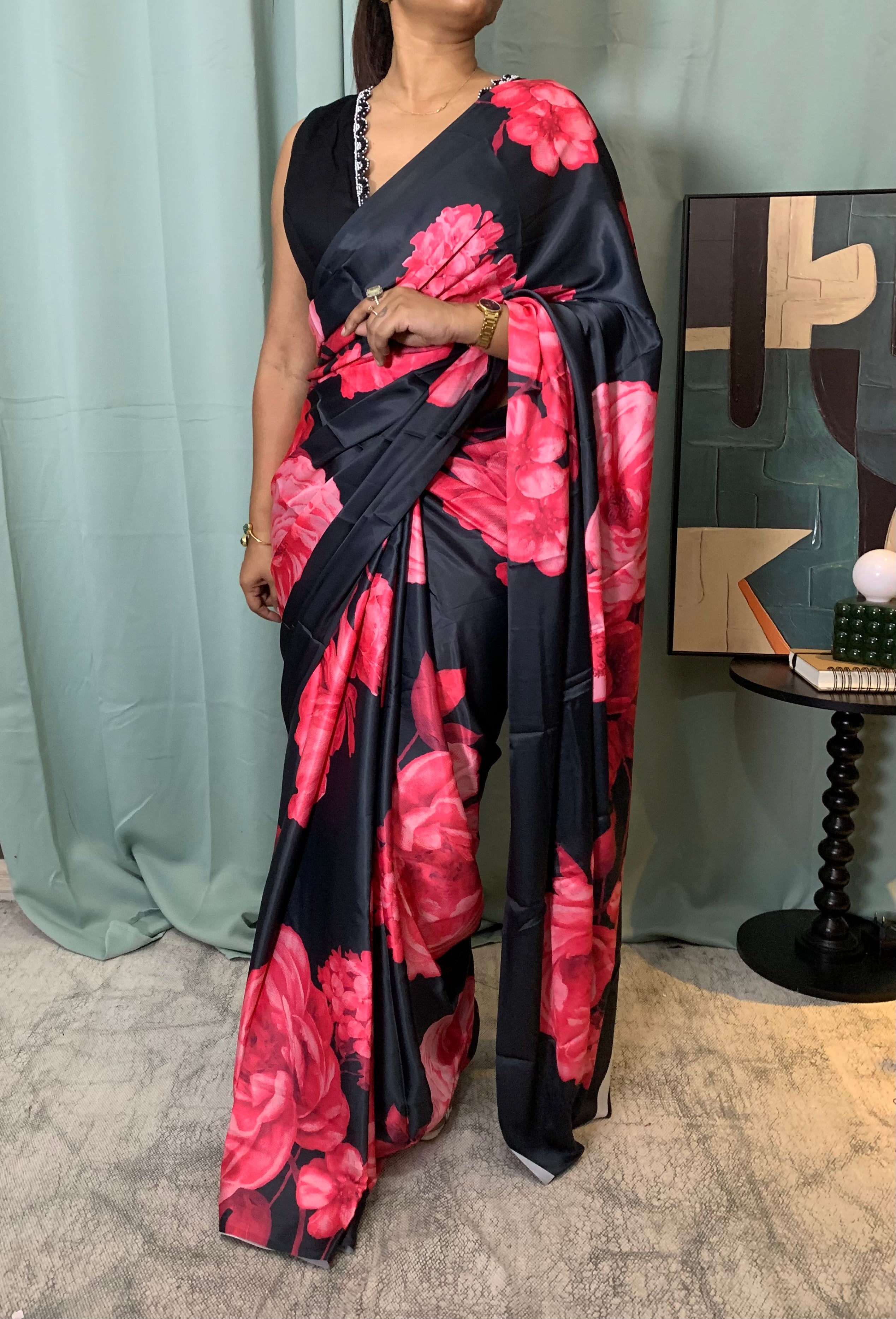 Nisha floral satin saree