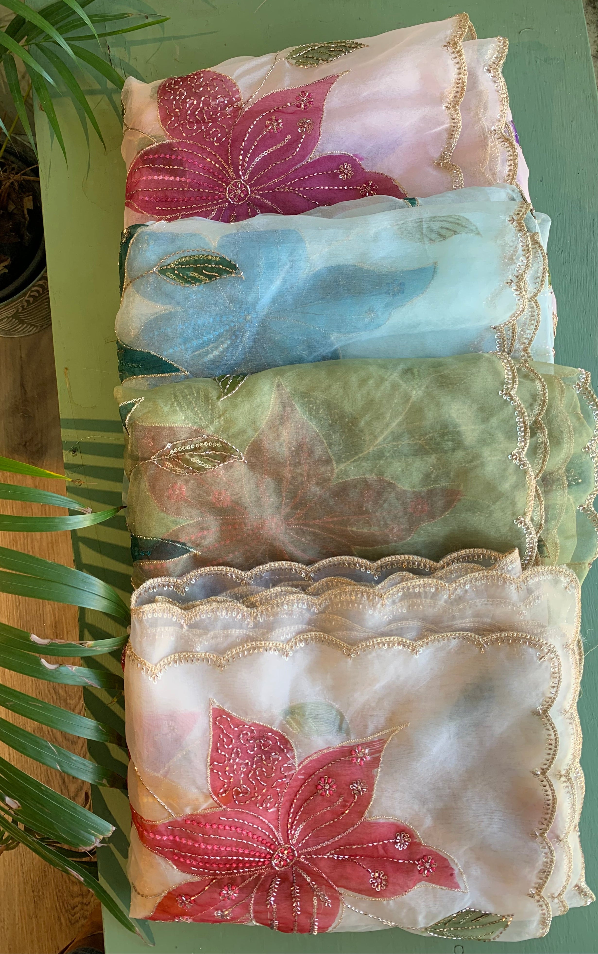 Organza handpainted dupatta