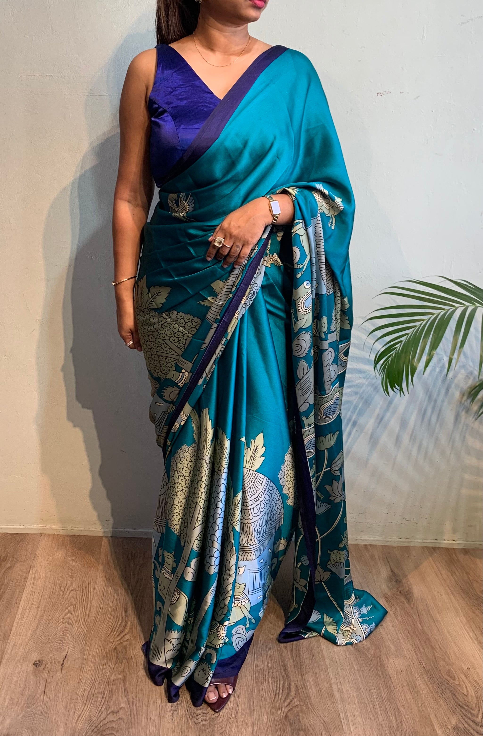 Satin Kalamkari Saree