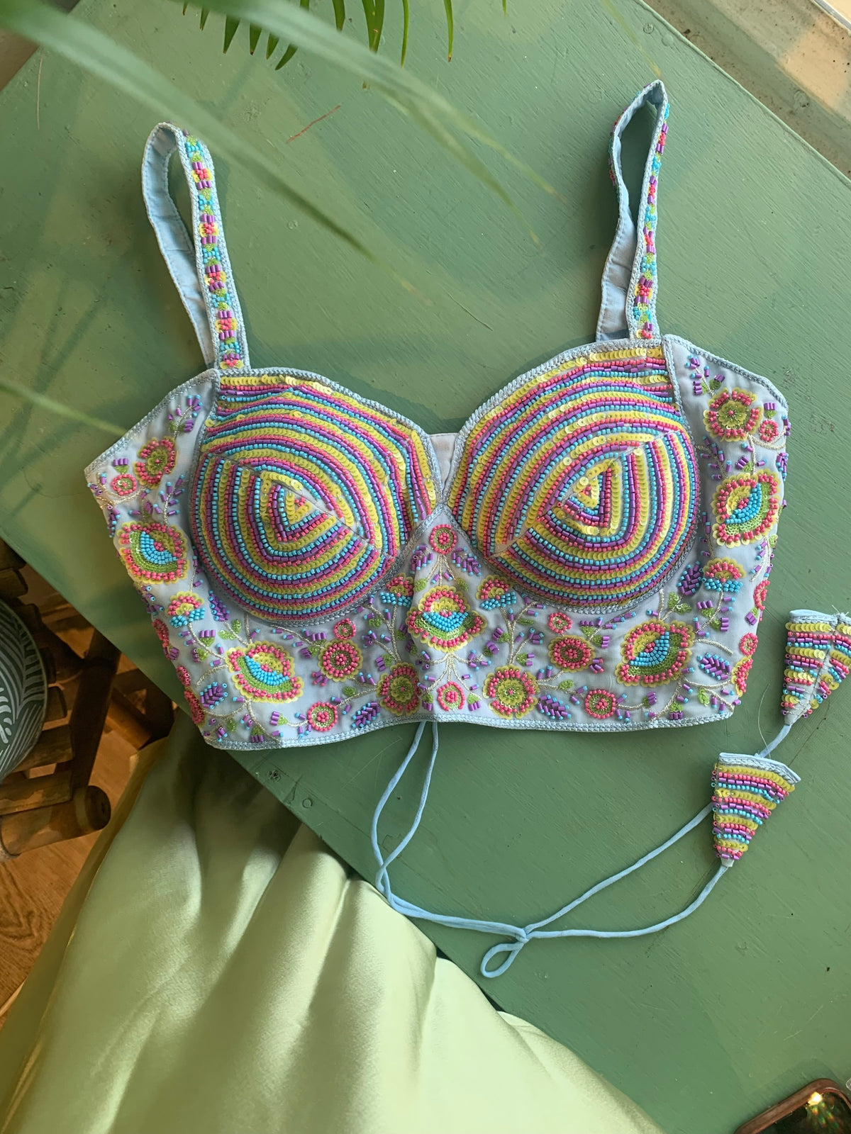 Beaded corset choli