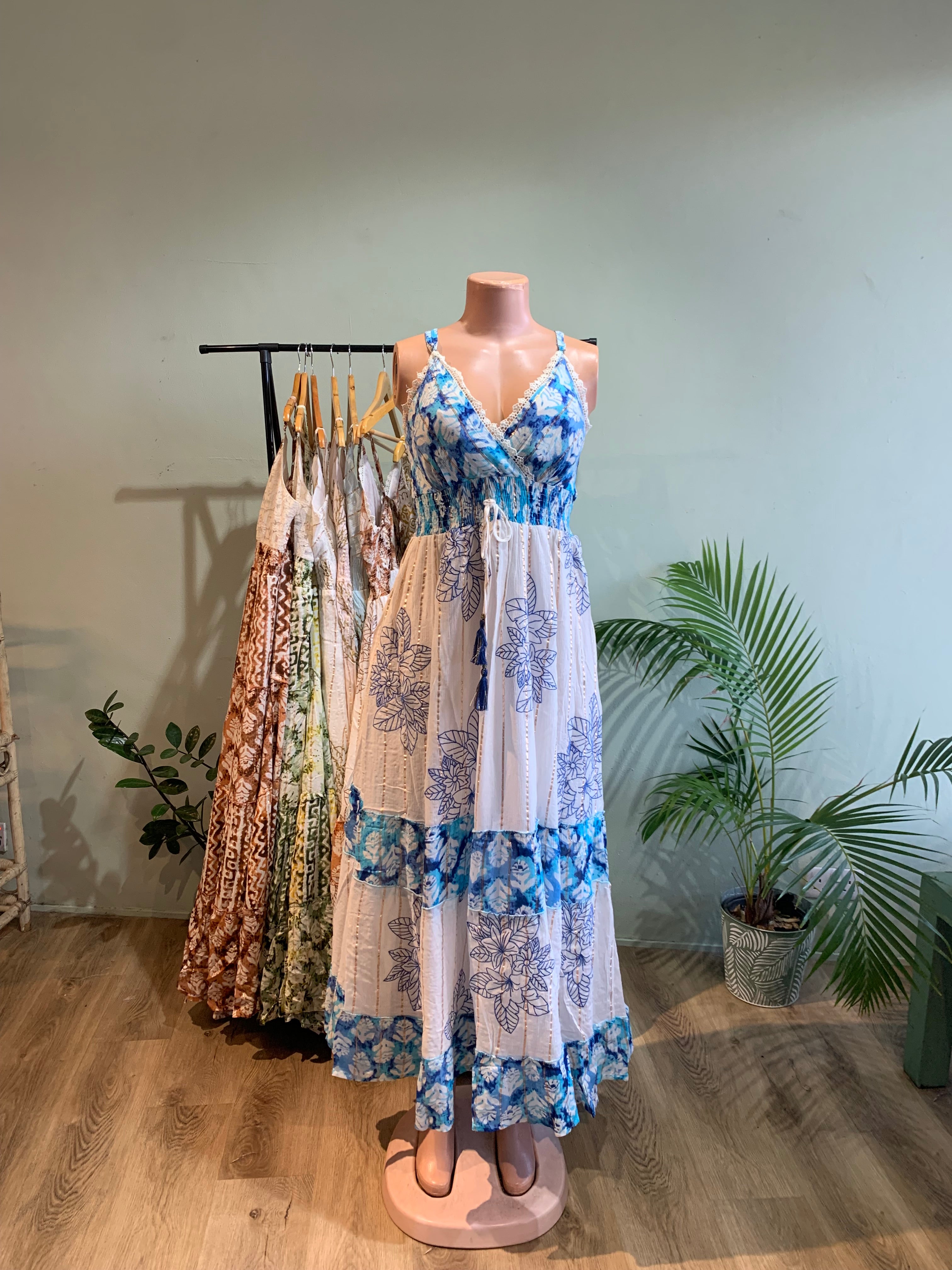 Embroidered floral boho dress