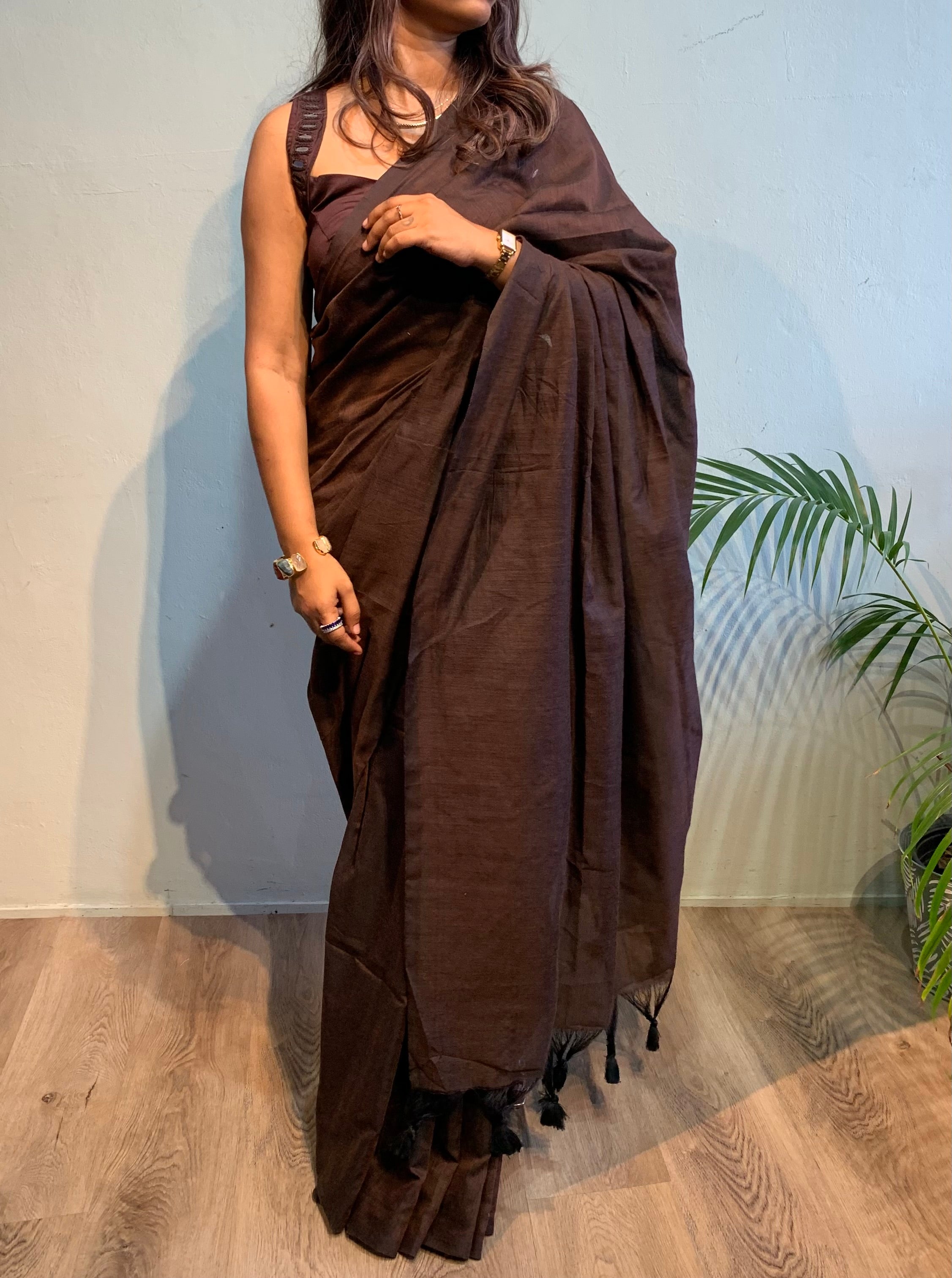 Khadi plain saree