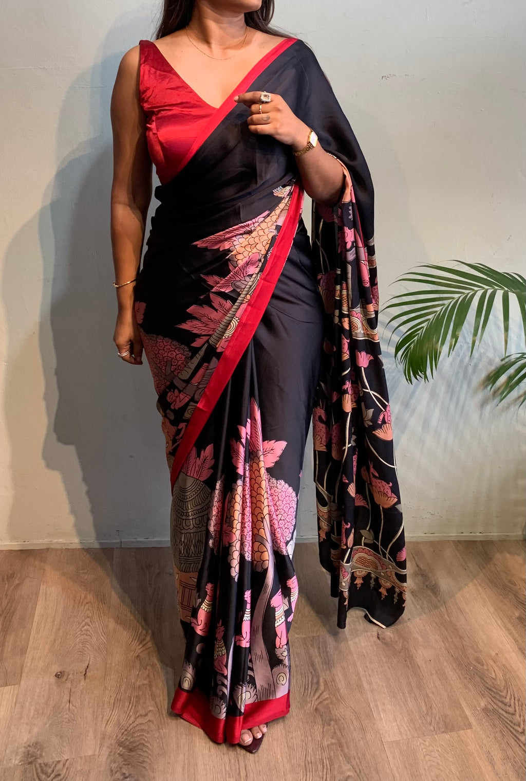 Satin Kalamkari Saree