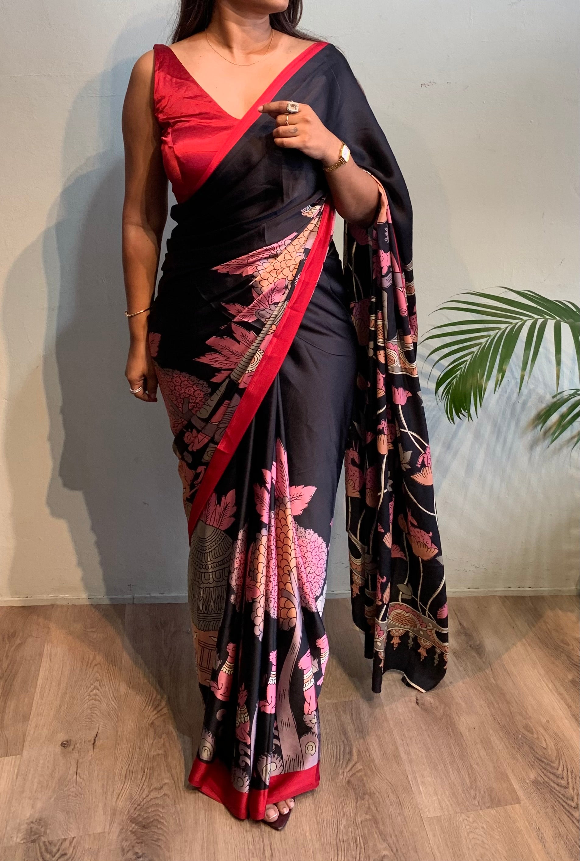 Satin Kalamkari Saree