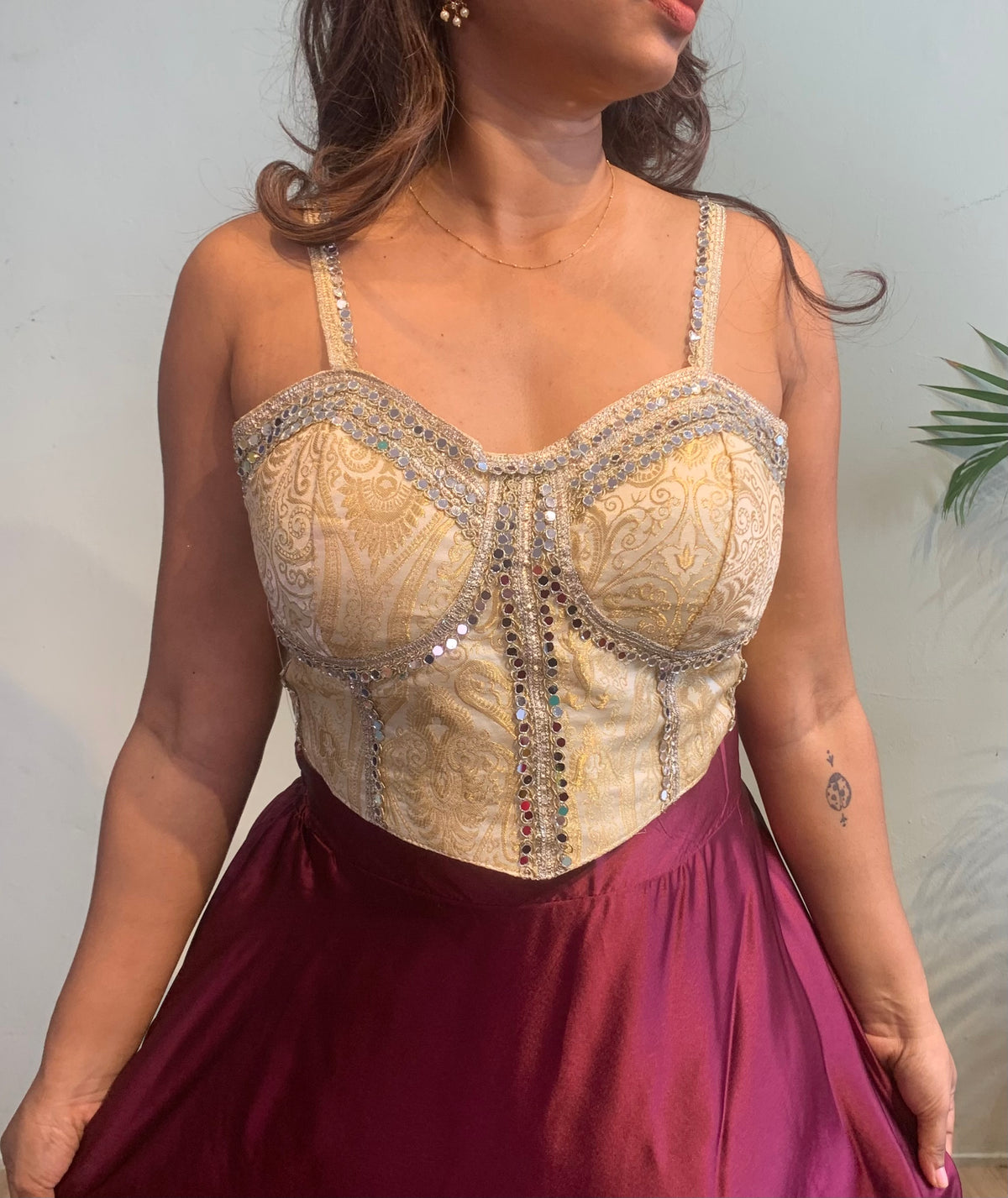 Corset small mirror choli