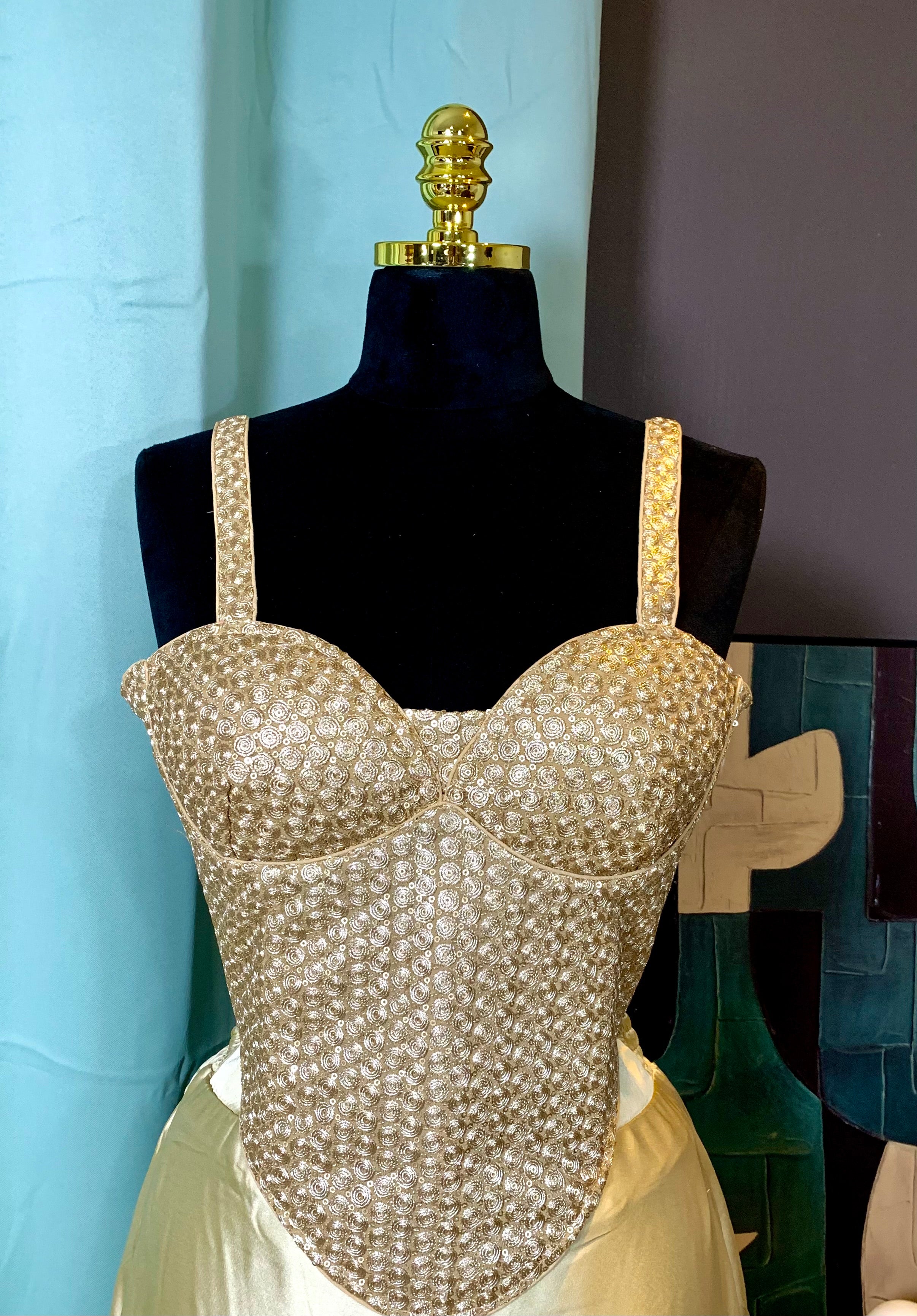 Gold sequin corset