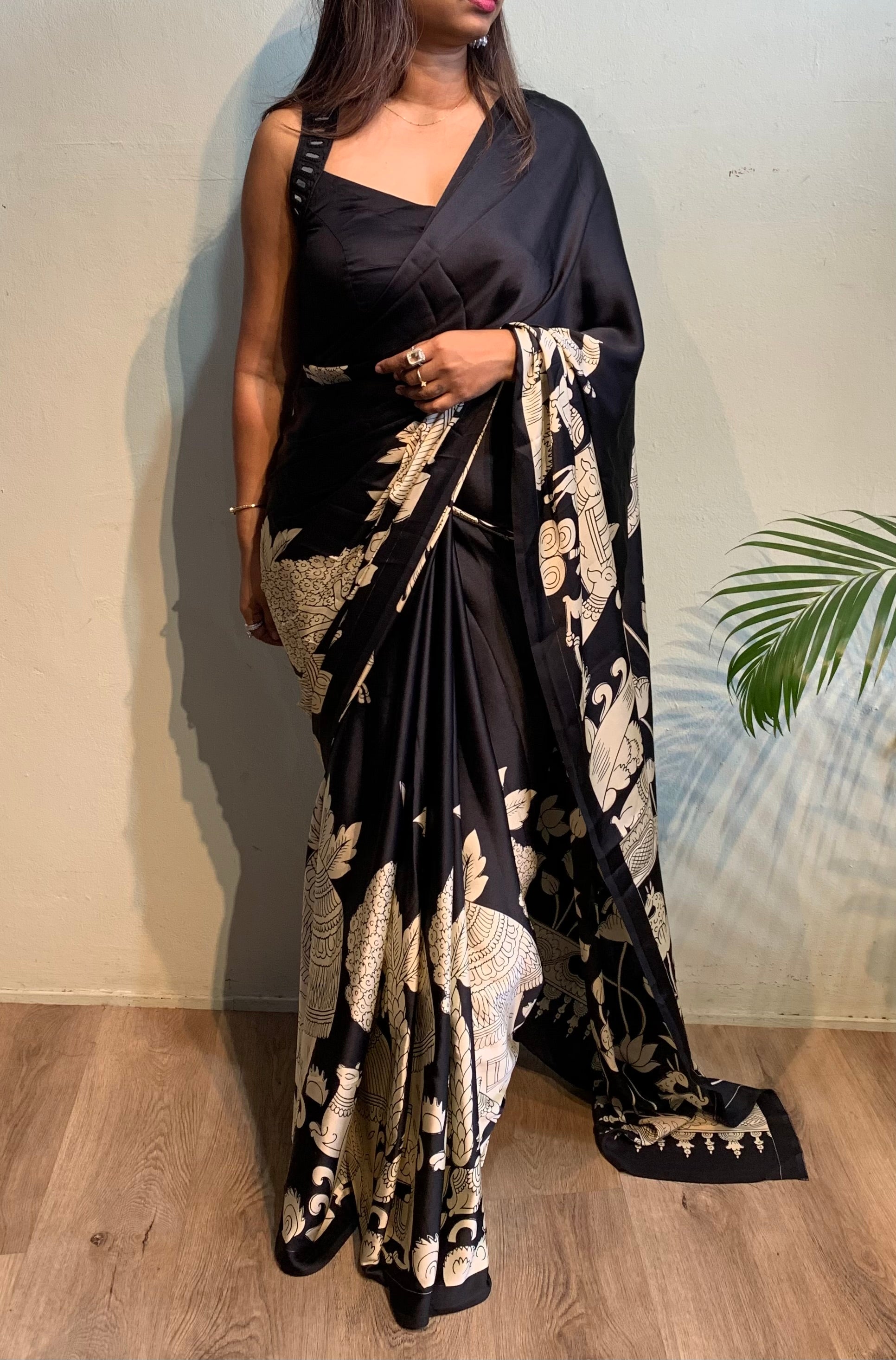 Satin Kalamkari Saree