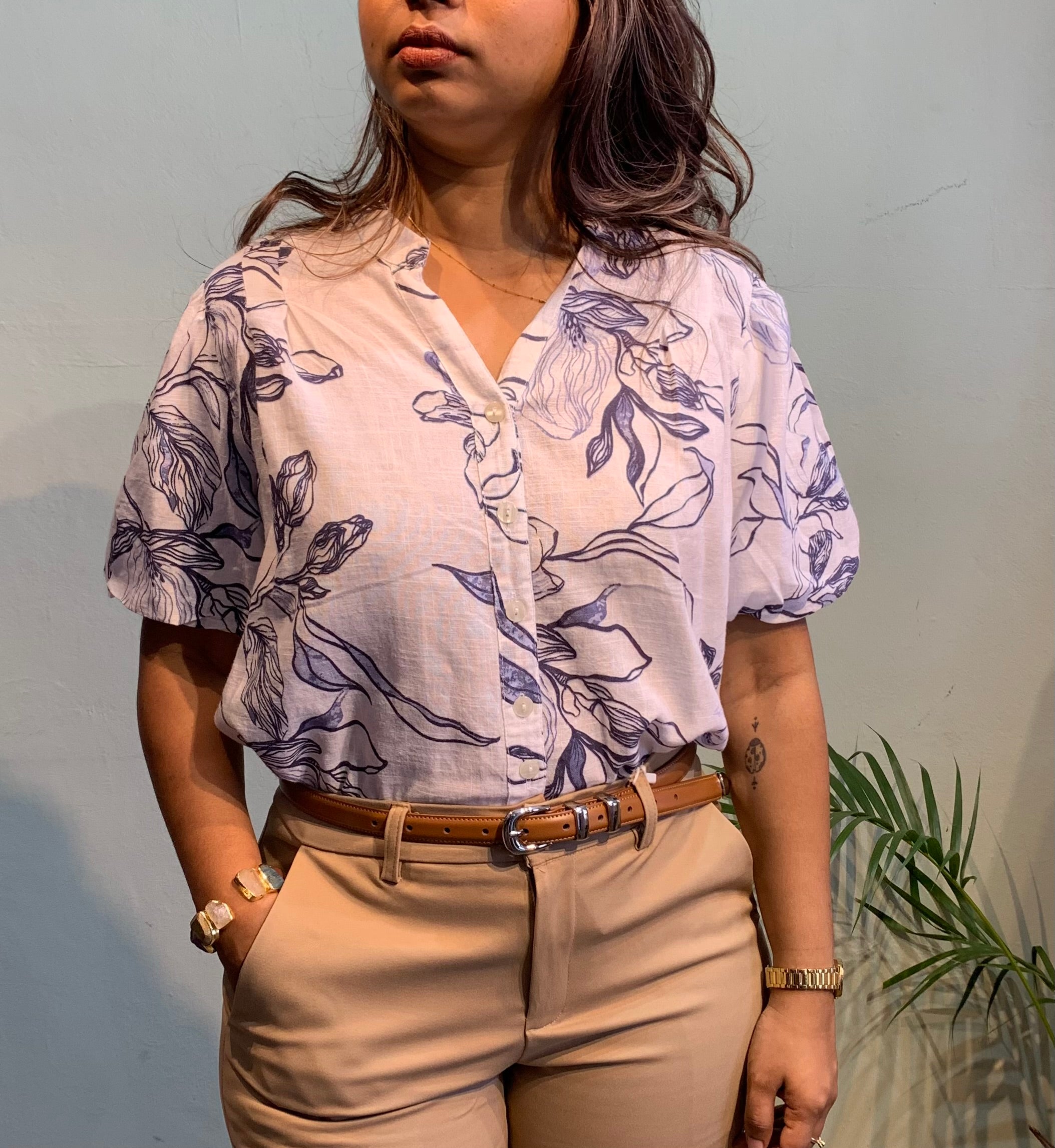 Cotton linen blouse