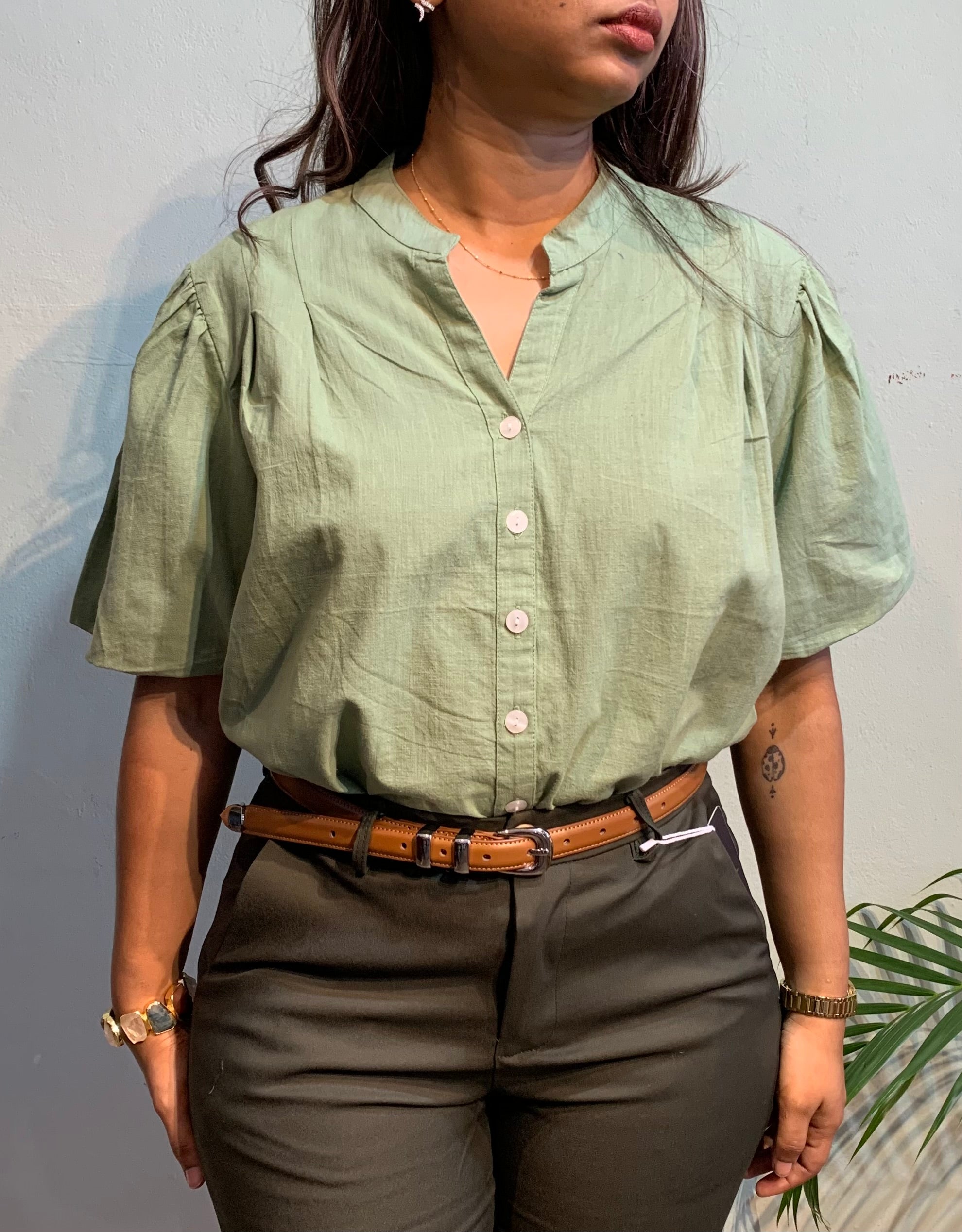 Cotton linen blouse