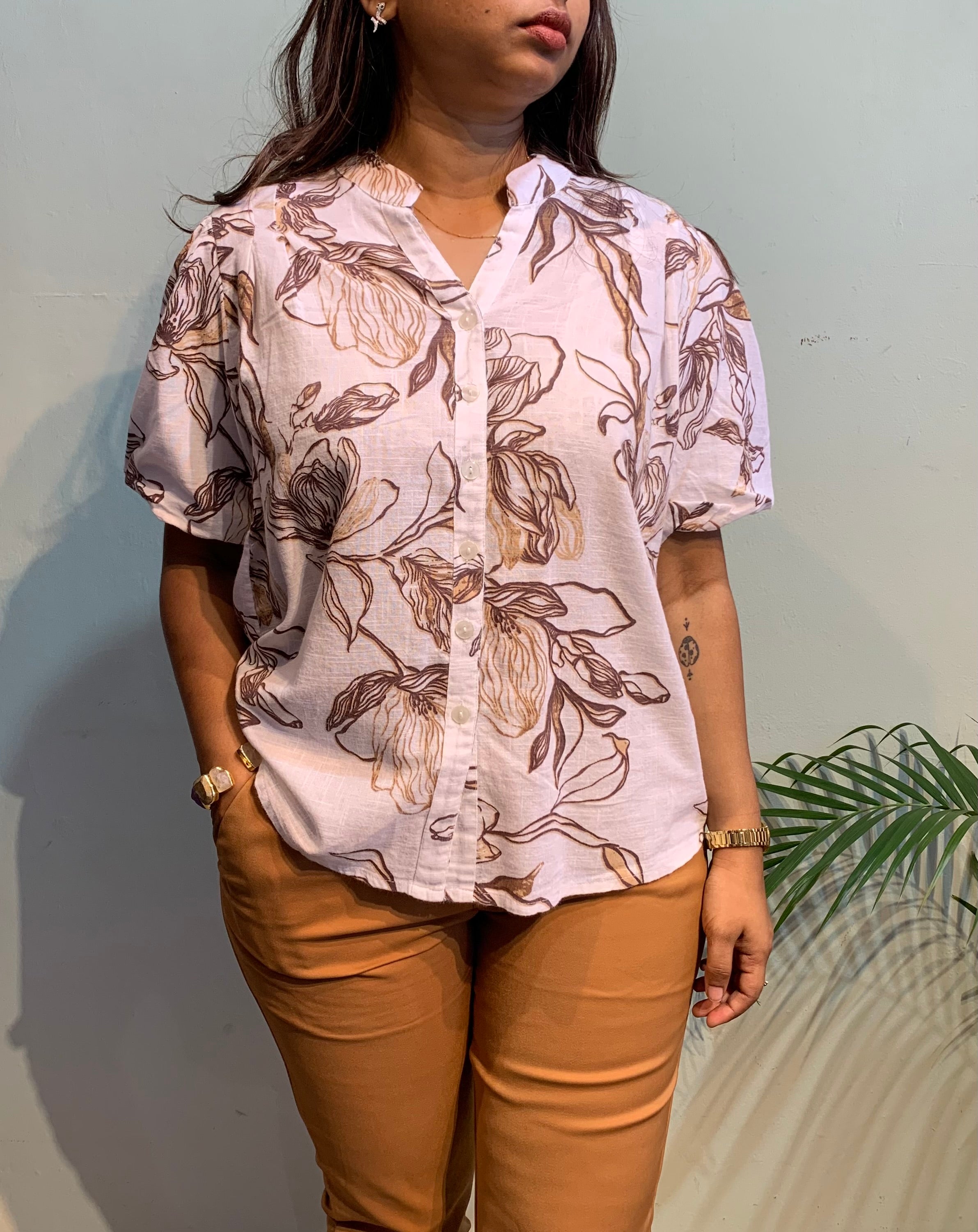 Cotton linen blouse