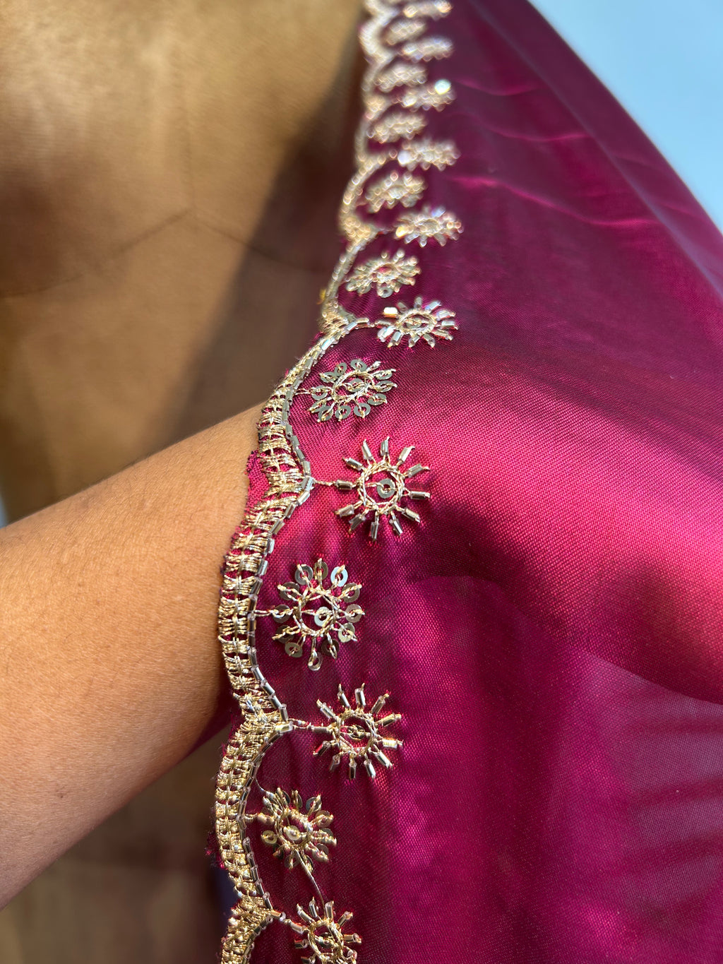 beaded silk georgette dupatta