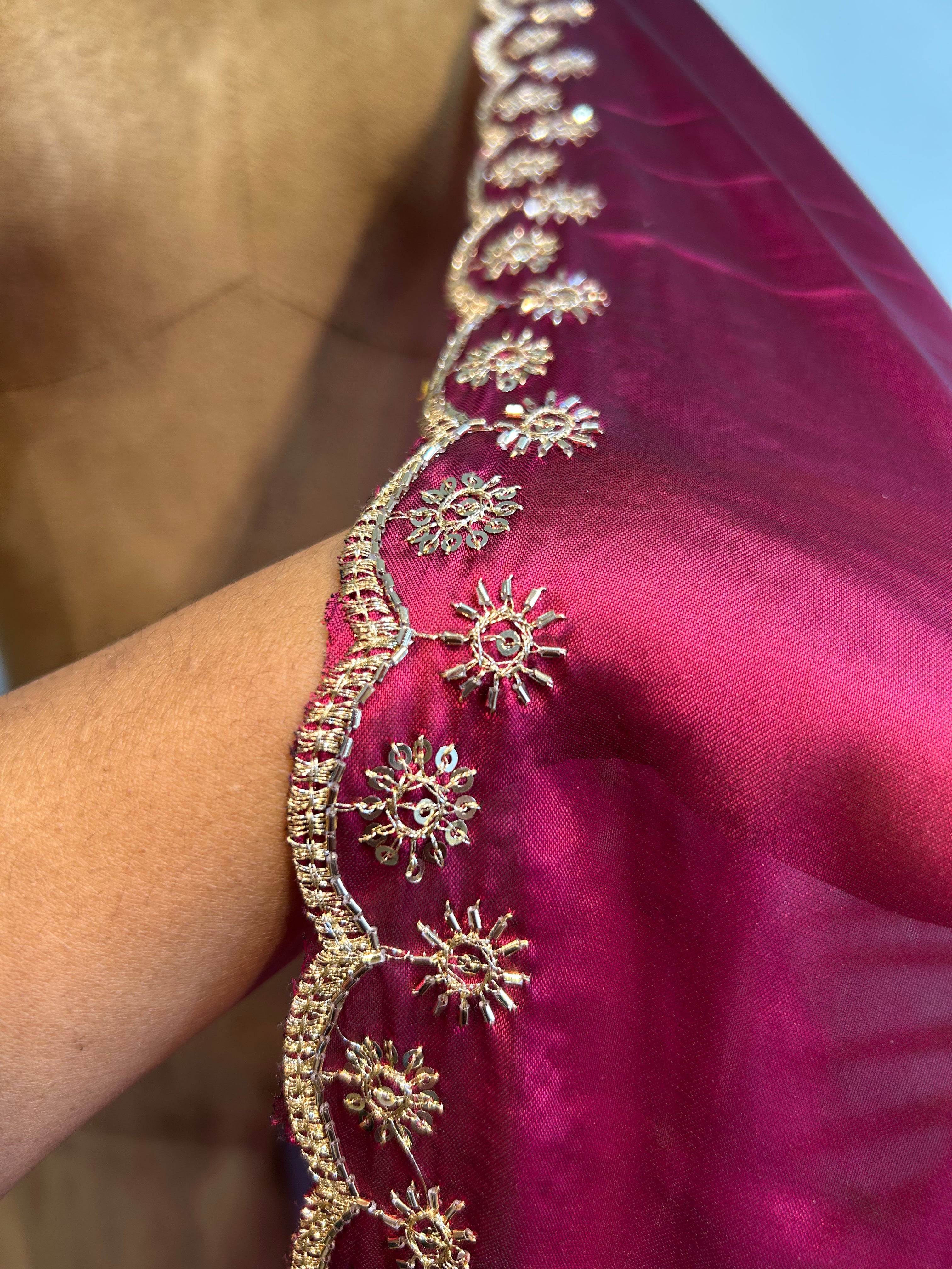 beaded silk georgette dupatta