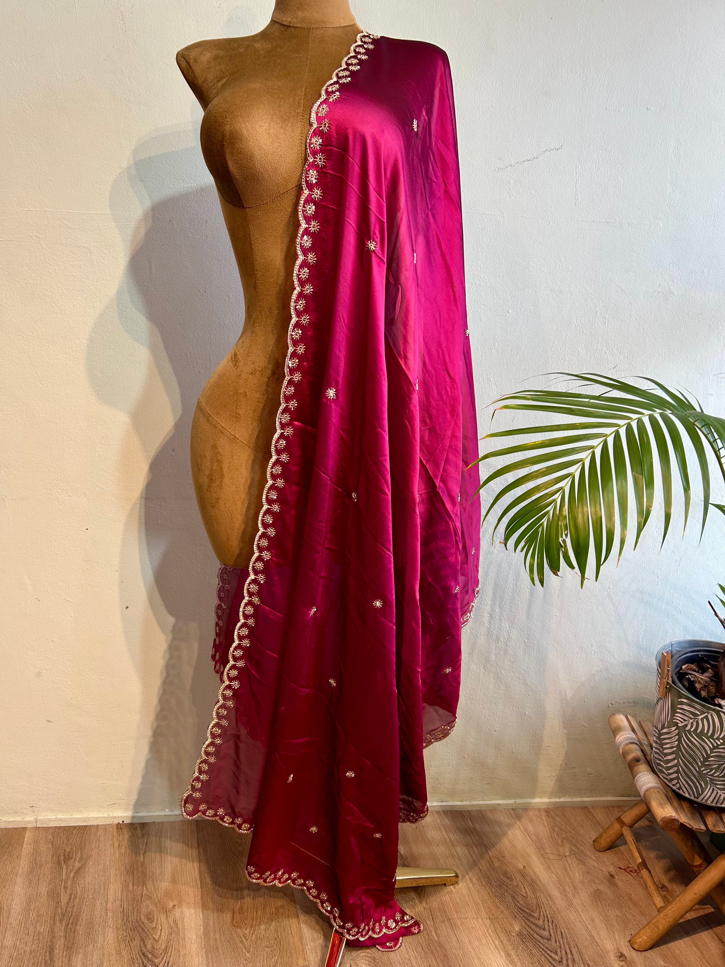 beaded silk georgette dupatta
